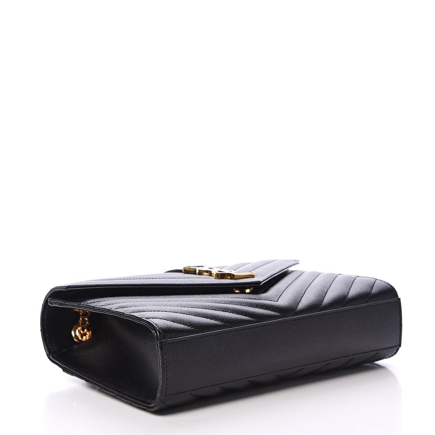 Saint Laurent Grain De Poudre Matelasse Chevron Medium Monogram Satchel Black 3 of 9