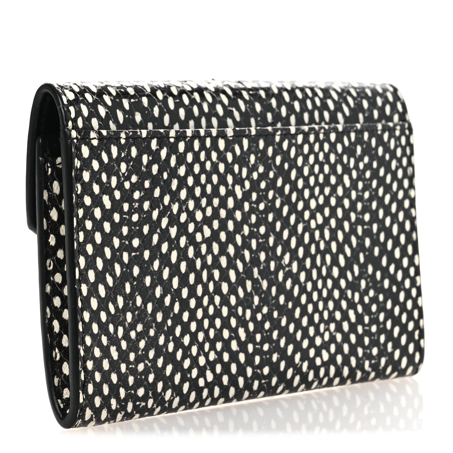 Calfskin Lambskin Snakeskin Embossed Small Monogram Envelope Wallet Black White