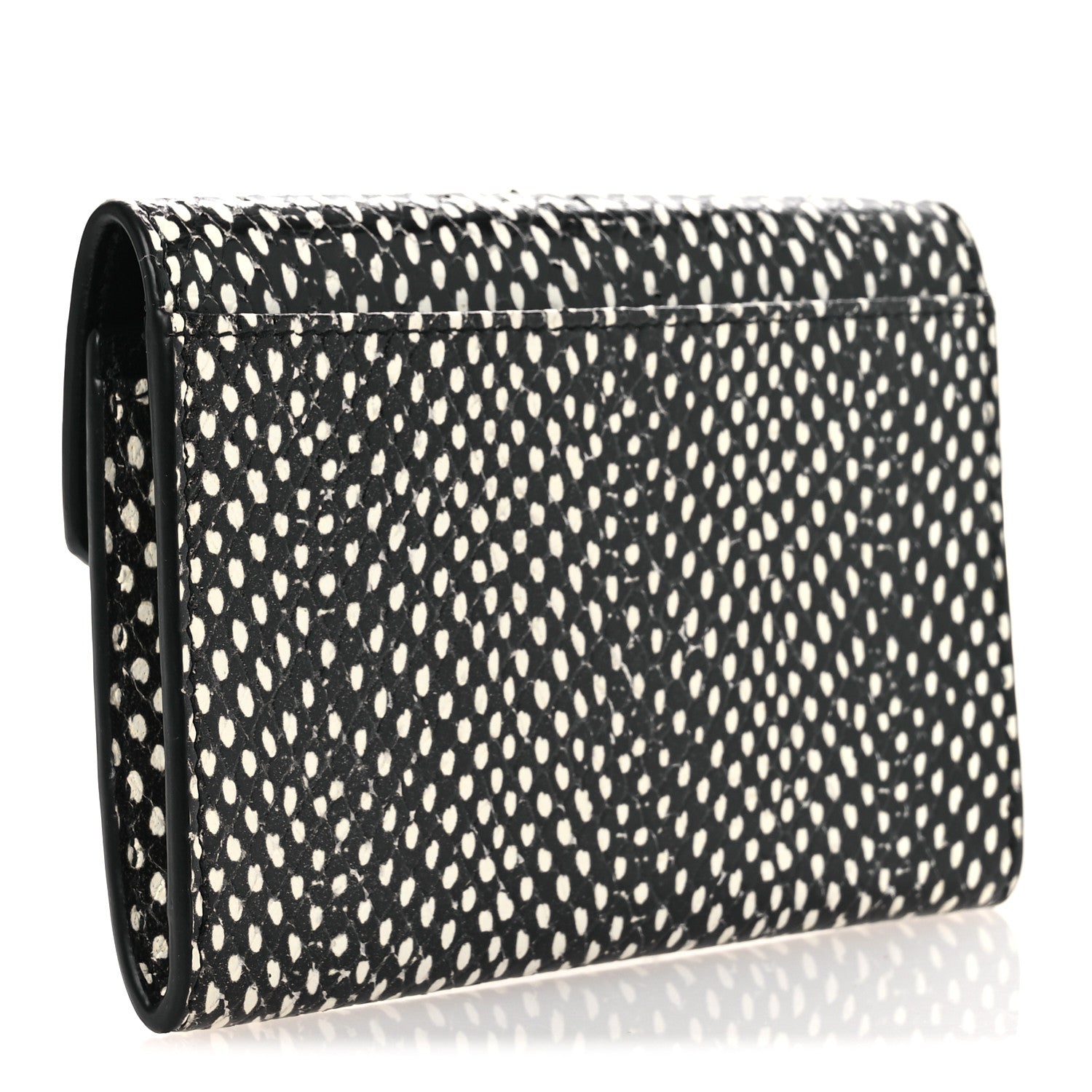 Saint Laurent Calfskin Lambskin Snakeskin Embossed Small Monogram Envelope Wallet Black White 3 of 7