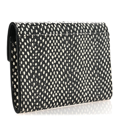 Saint Laurent Calfskin Lambskin Snakeskin Embossed Small Monogram Envelope Wallet Black White 3 of 7