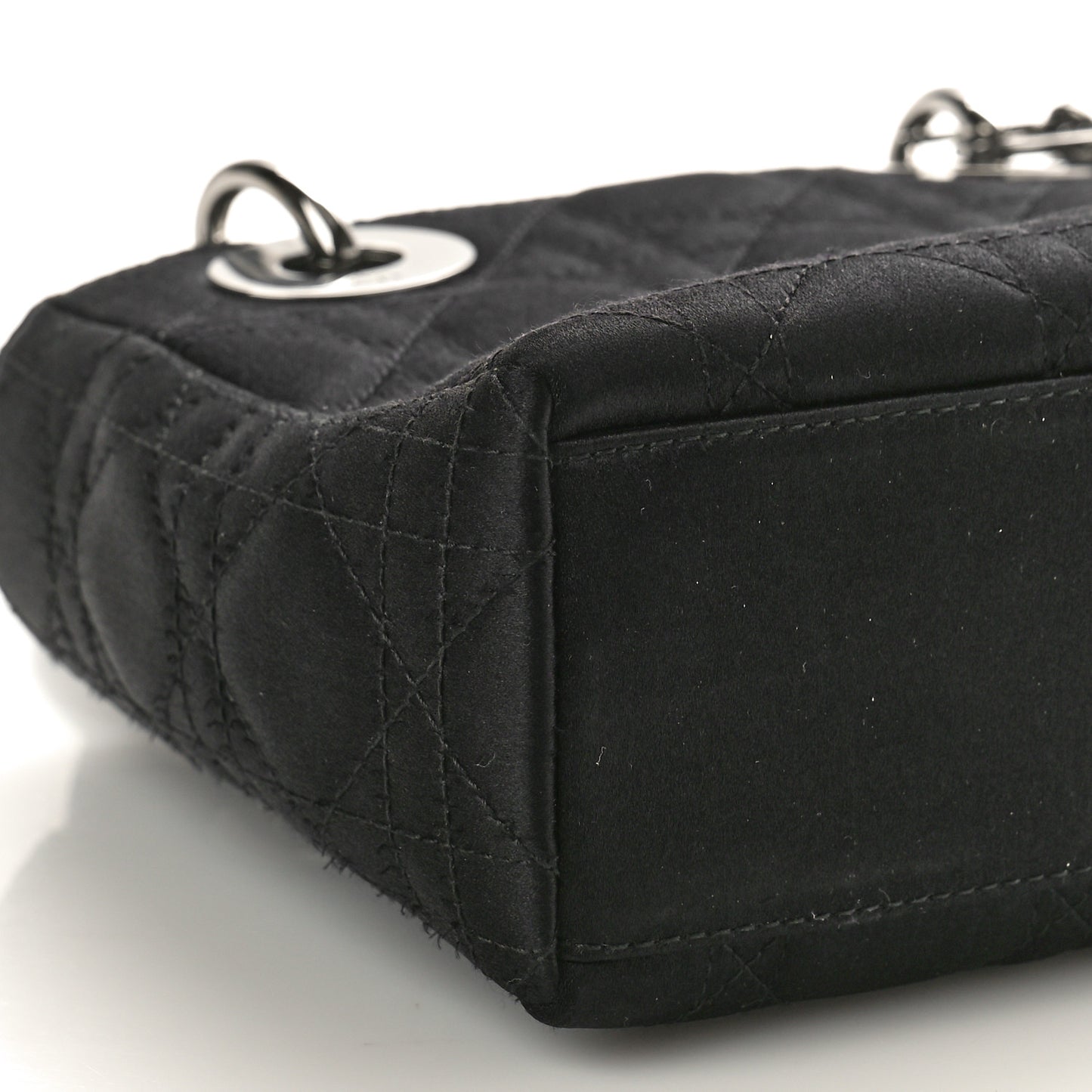 Satin Cannage Mini Lady Dior Black