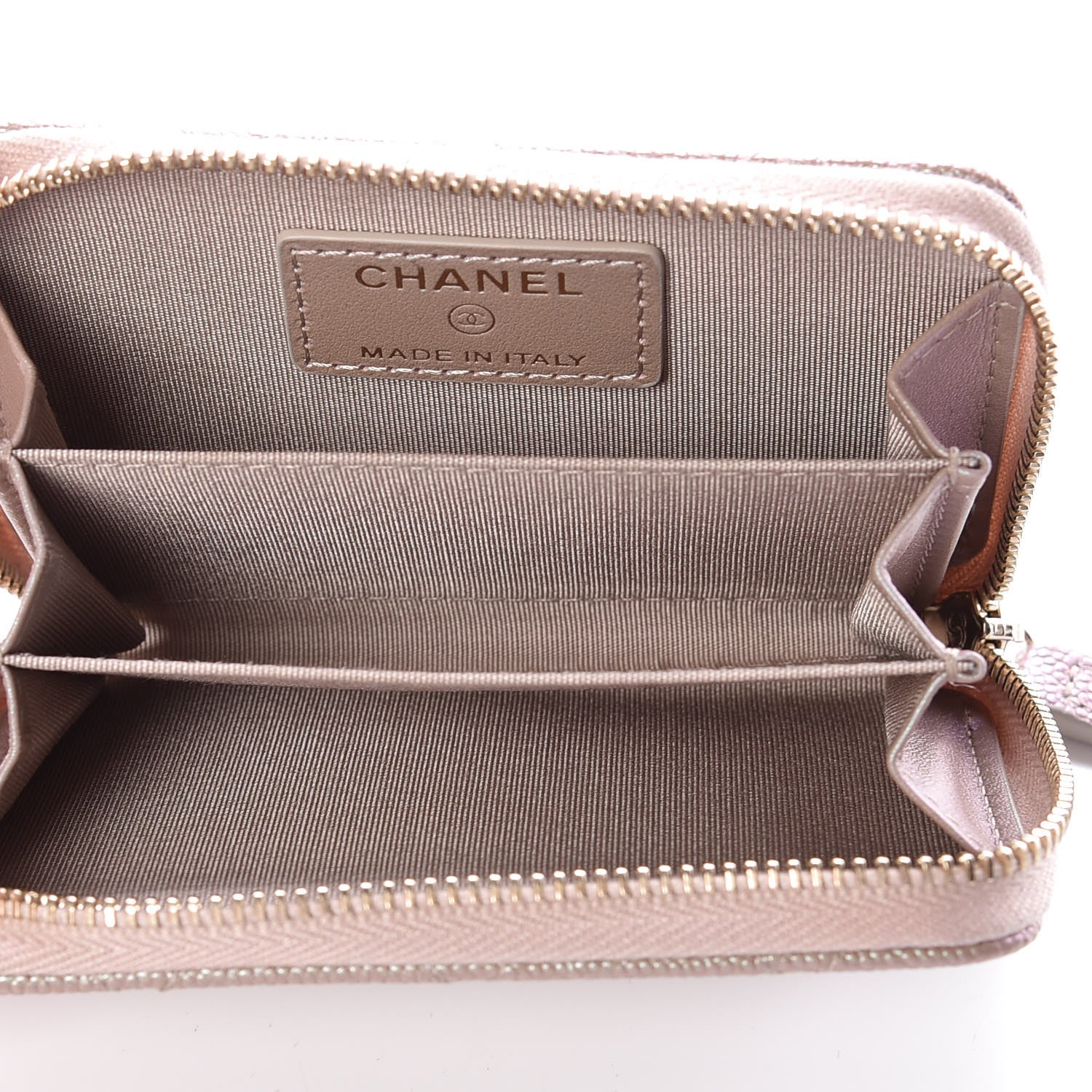 Chanel Iridescent Caviar Quilted Zip Around Coin Purse Beige 5 of 8