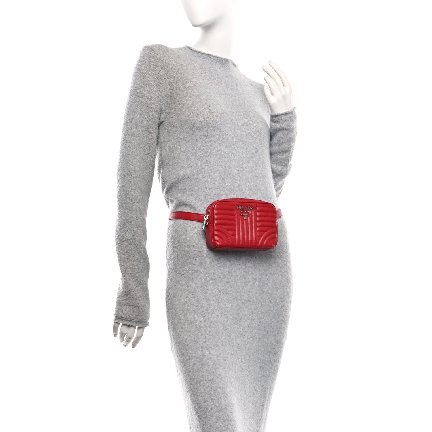 Prada Soft Calfskin Diagramme Camera Bag Rosso 2 of 10