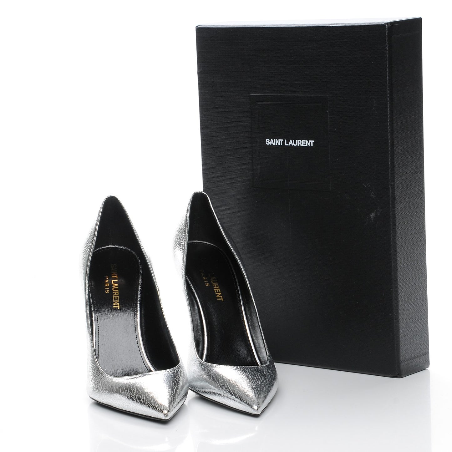 Metallic Cracked Goatskin Anja 105 Pumps 38.5 Argento
