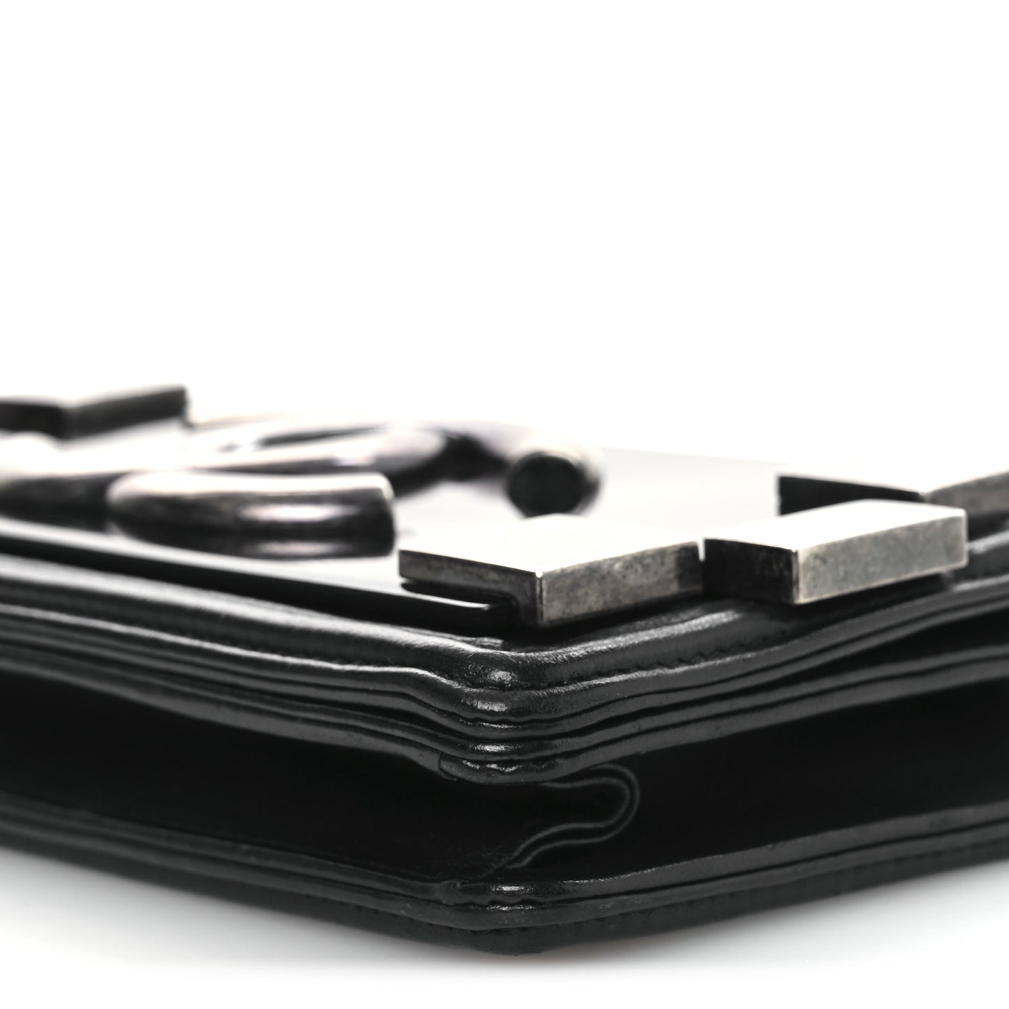 Calfskin Plexiglass Horizontal Boy Brick Flap Black