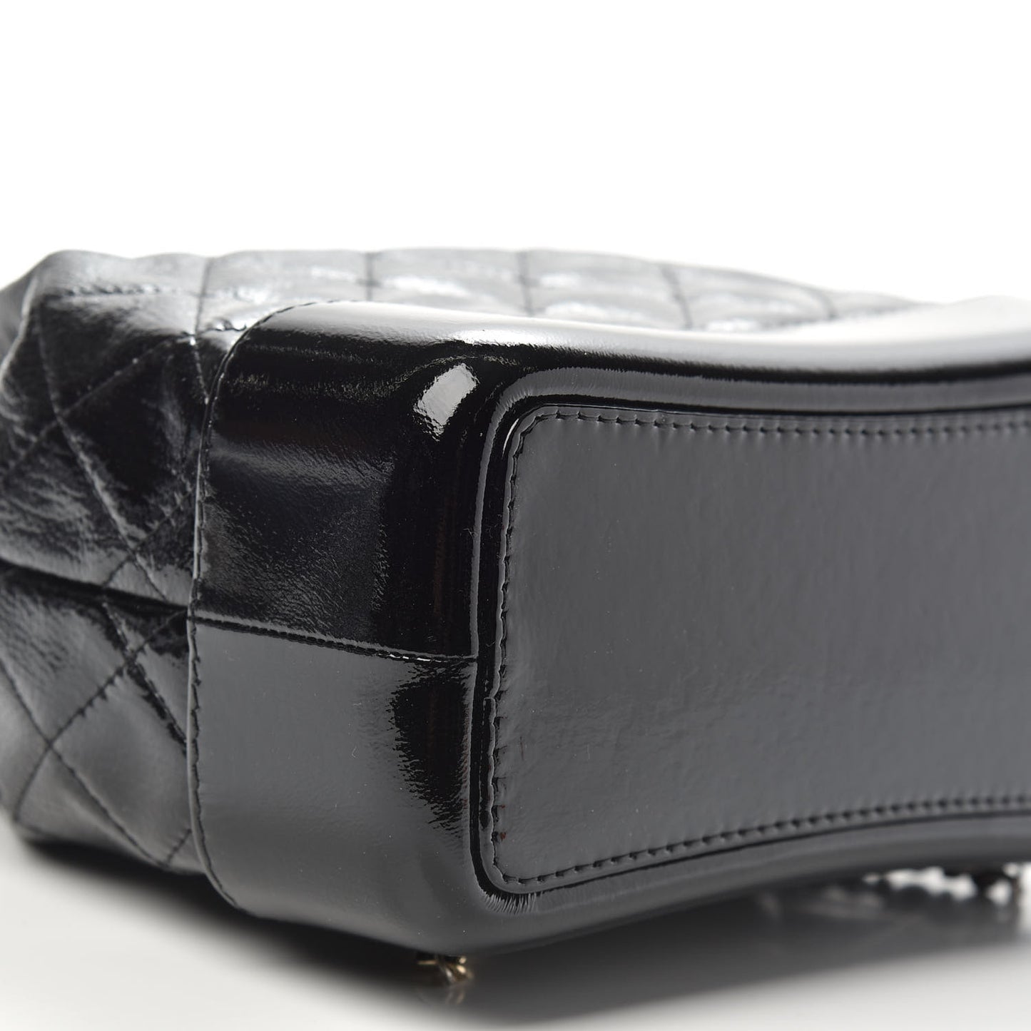 Patent Goatskin Quilted Small Gabrielle Backpack Black