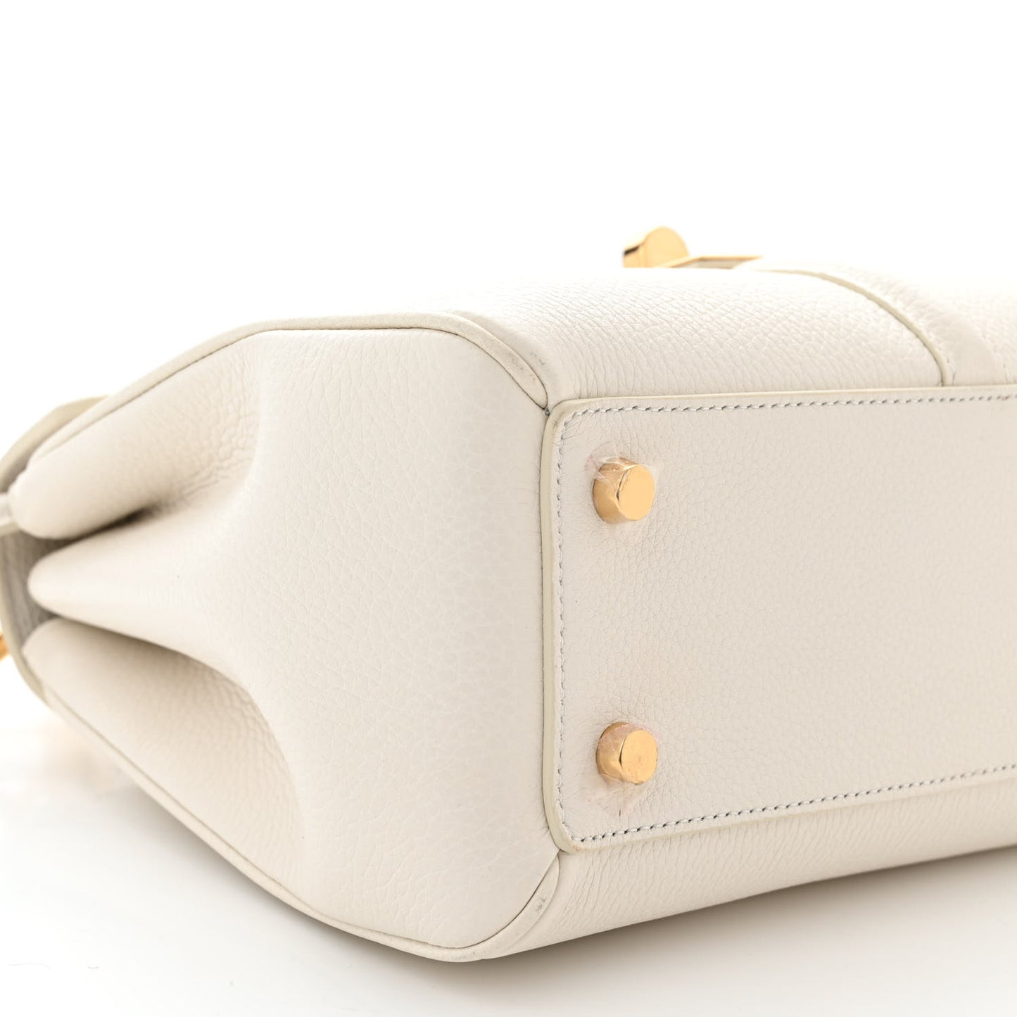 Grained Calfskin Small 16 Top Handle Bag White