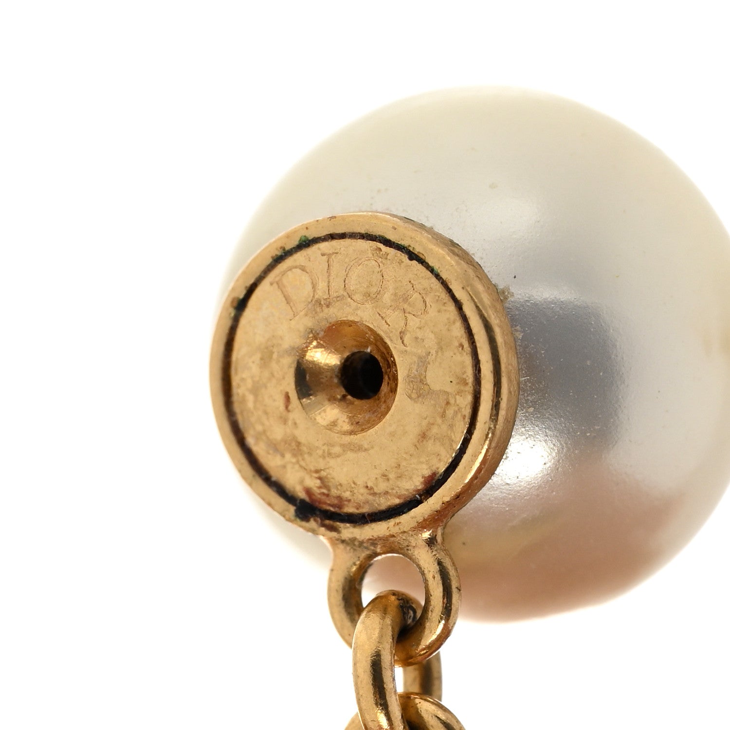 Christian Dior Pearl Crystal Tribal CD Drop Earrings Gold 4 of 5