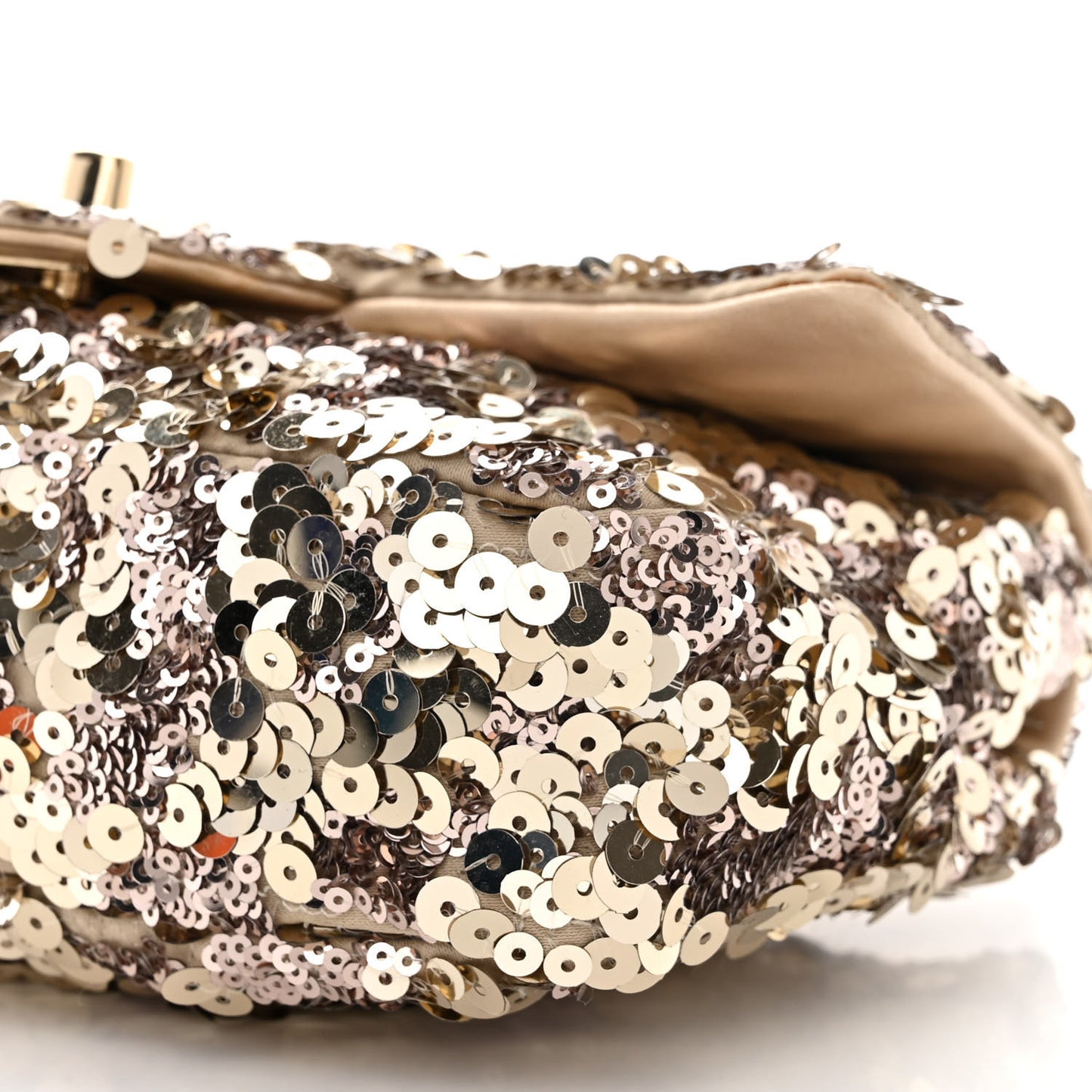 Sequin Lambskin Mini Flap Gold