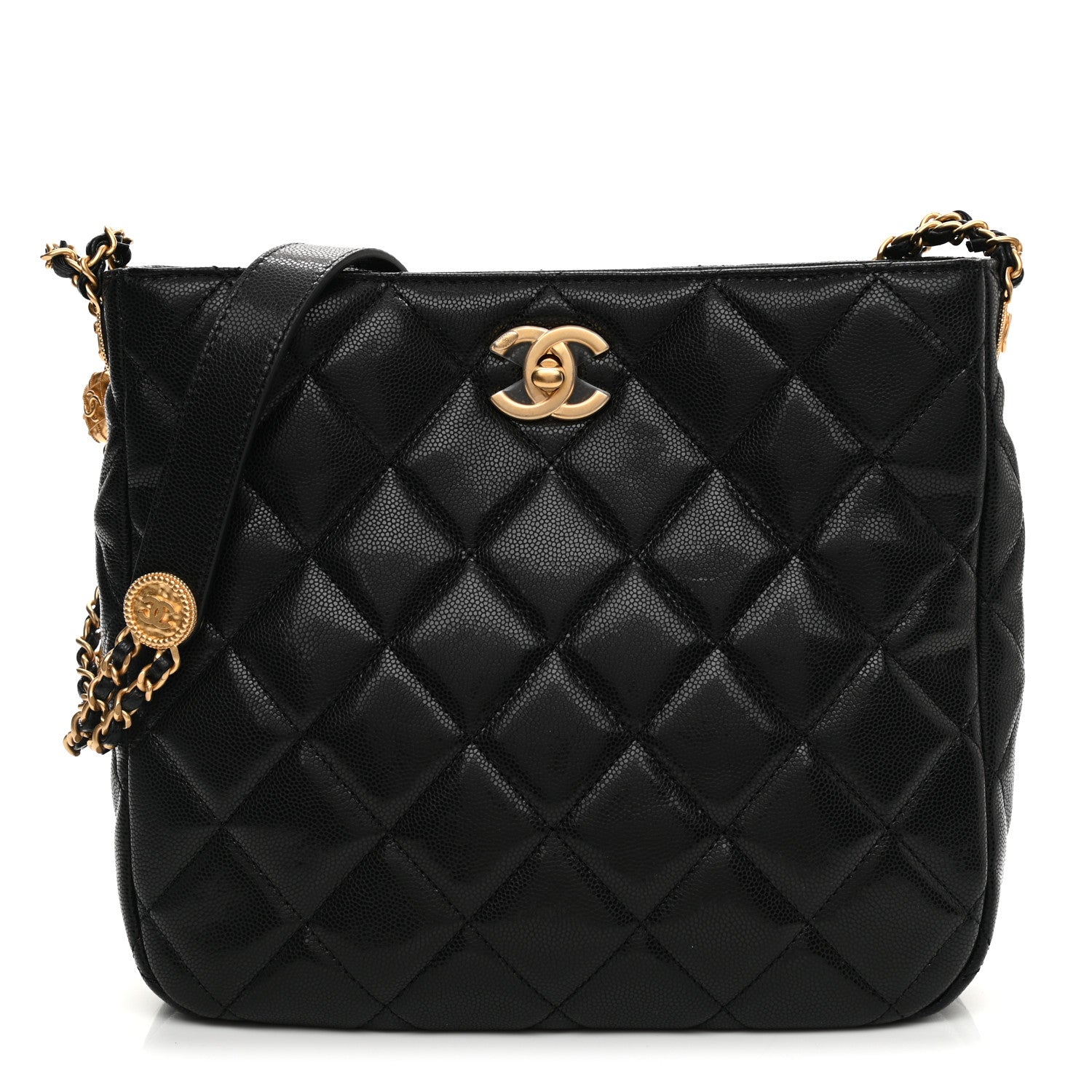 Chanel Caviar Quilted Twist Your Buttons Hobo Black 1 of 8
