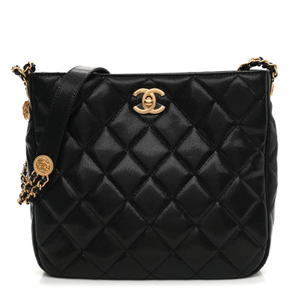 Chanel Caviar Quilted Twist Your Buttons Hobo Black 1 of 8