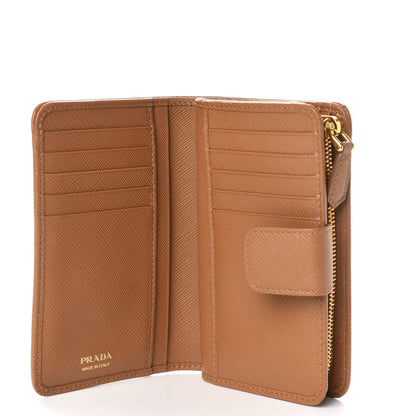 Prada Saffiano Metal Compact Wallet Caramel 4 of 11