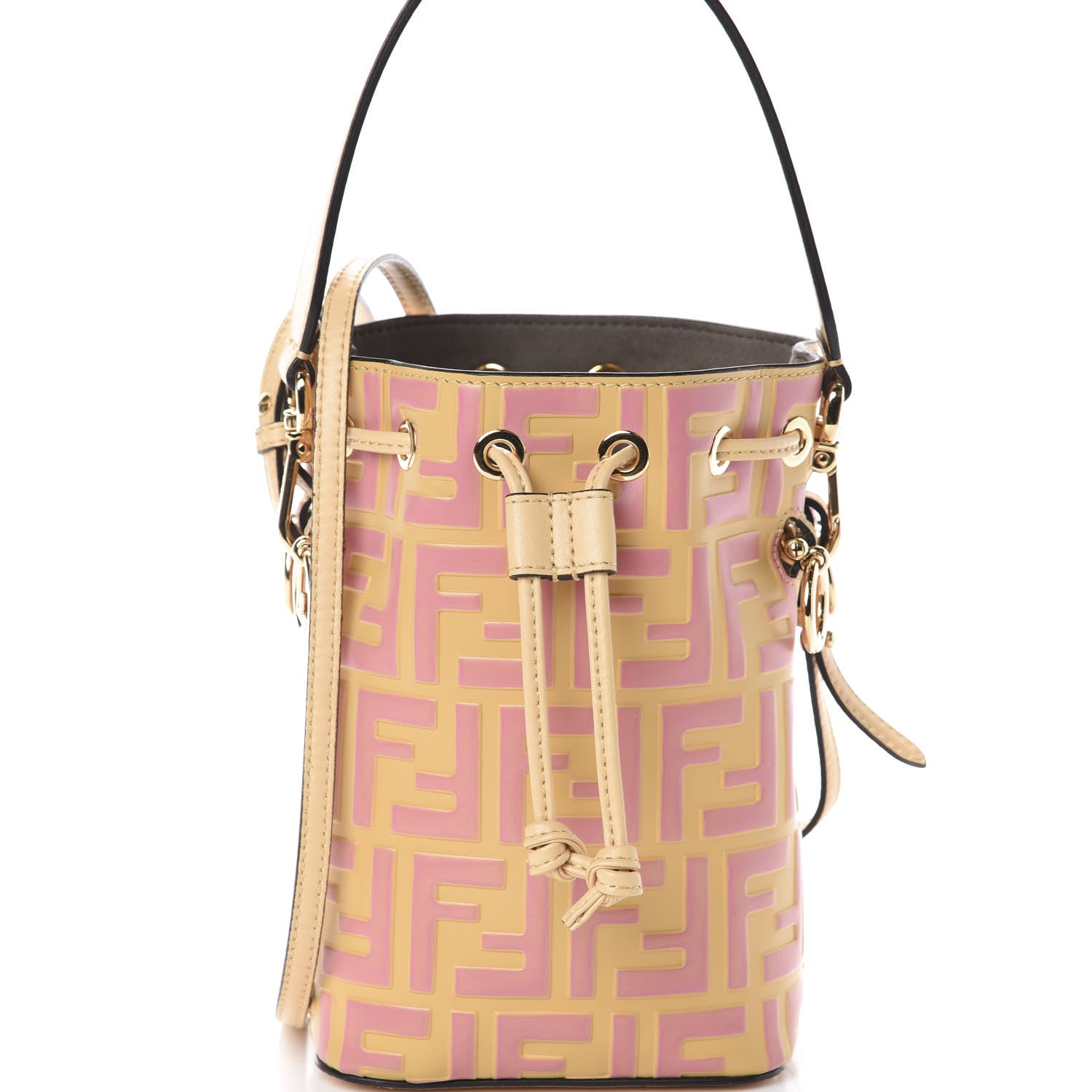 Fendi Vitello Liberty F is Fendi Bi-Color FF 1974 Embossed Mini Mon Tresor Bucket Bag Savana Lollypop 8 of 10