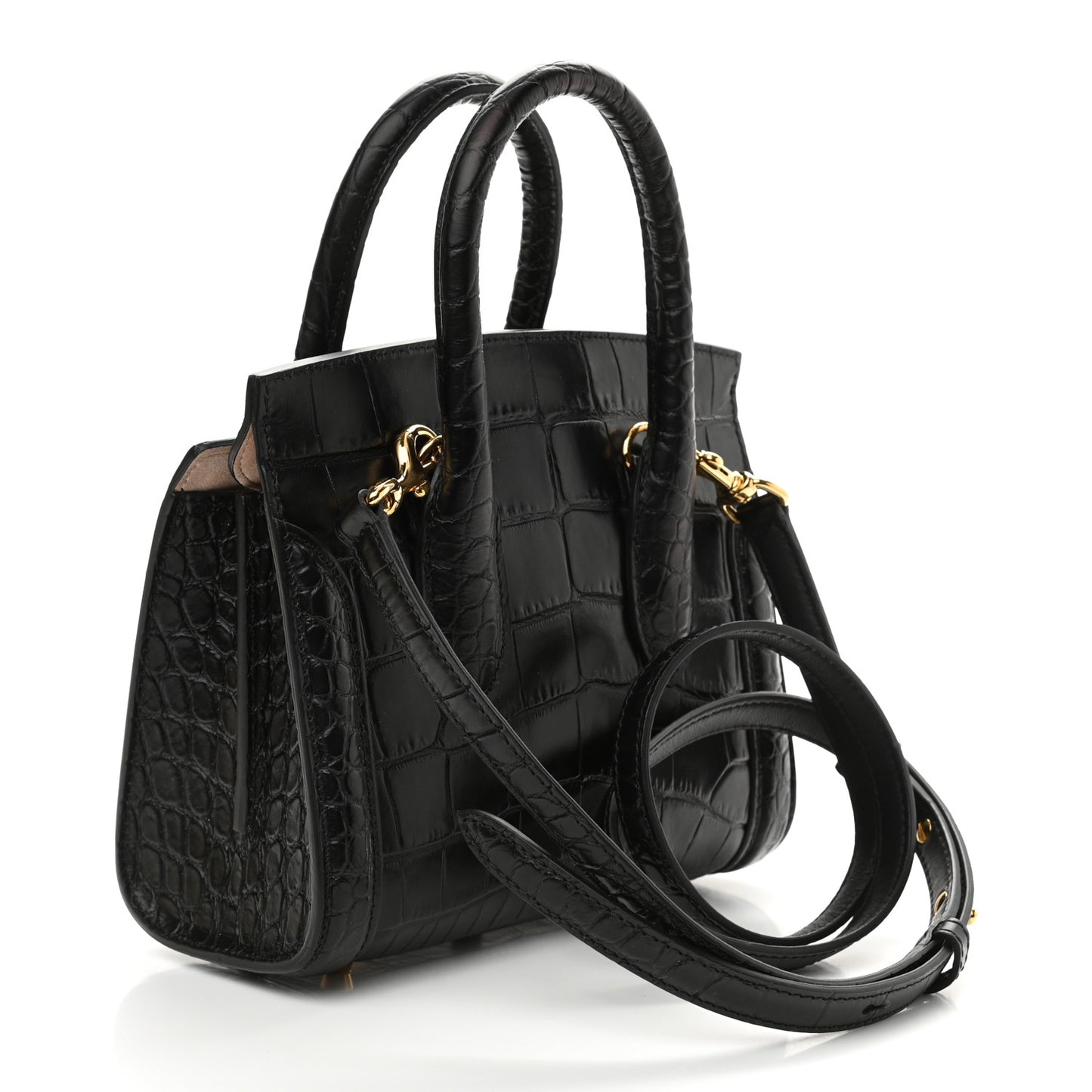 Calfskin Crocodile Embossed Mini Heroine 21 Black