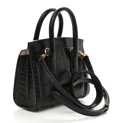Alexander McQueen Calfskin Crocodile Embossed Mini Heroine 21 Black 3 of 10