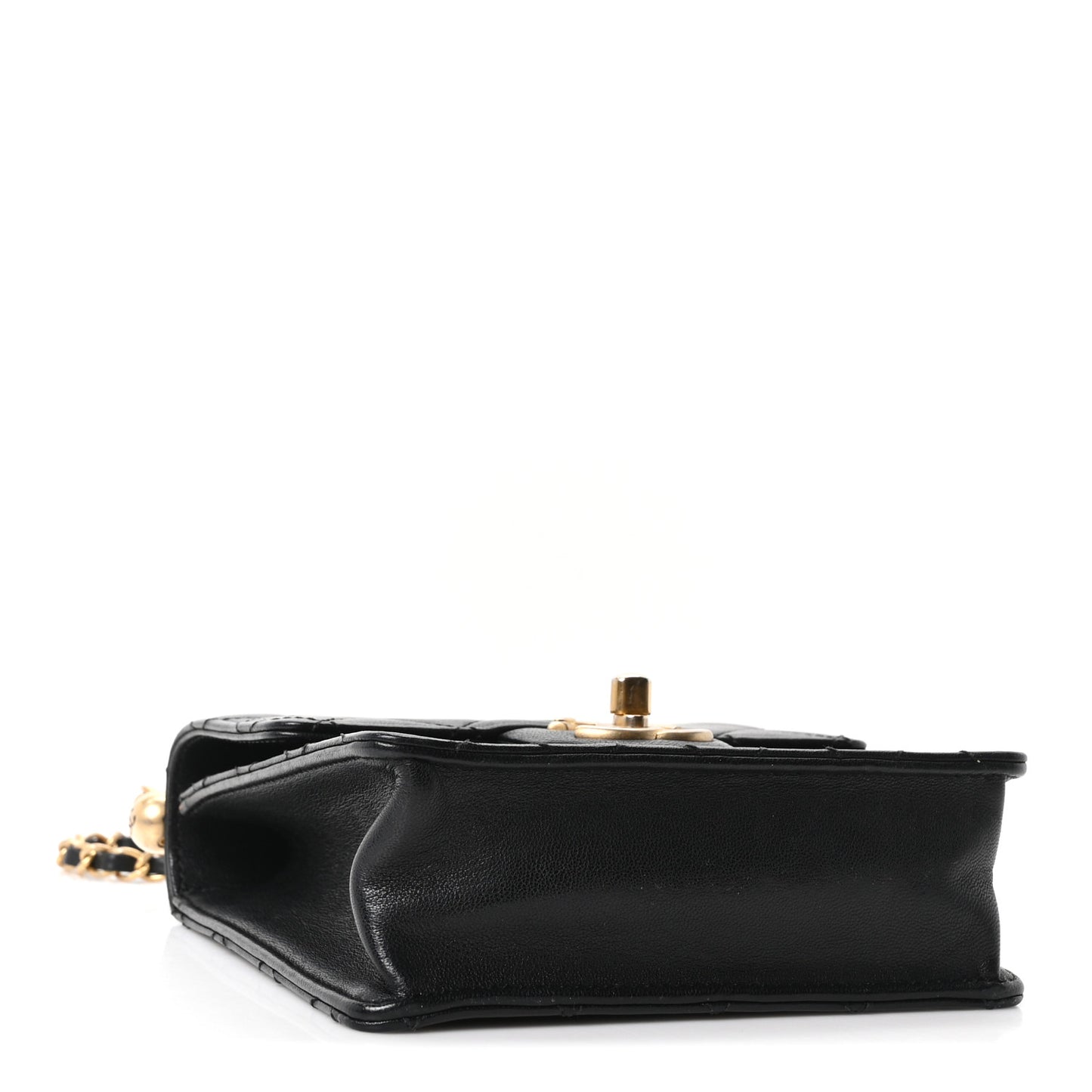 Lambskin Quilted Chic Pearls Flap Black