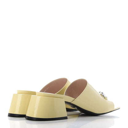 Gucci Patent Lexi Horsebit Mid-Heel Slide Sandals 39.5 Burro 4 of 13