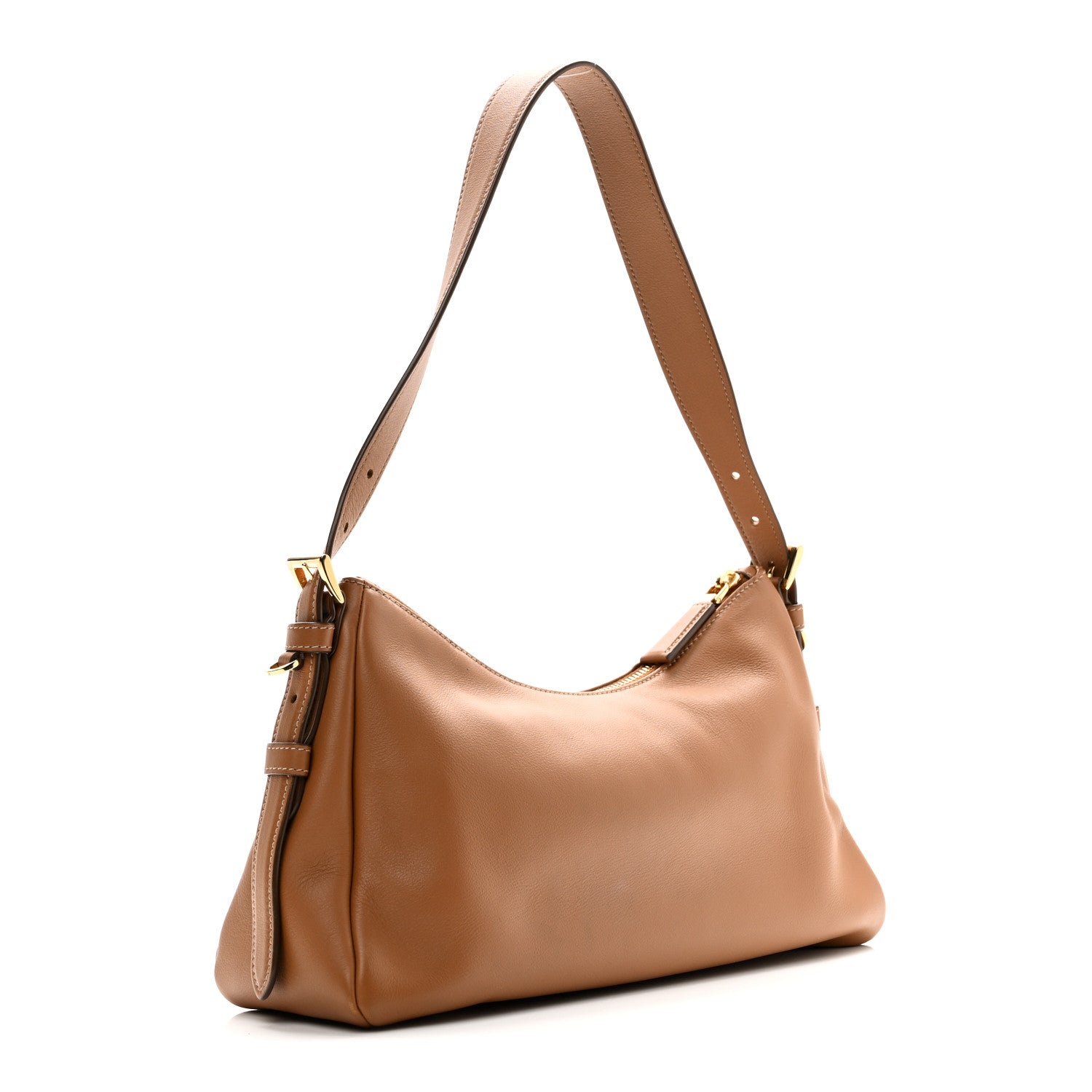 Prada Soft Calfskin Medium Aimee Shoulder Bag Caramel 3 of 9