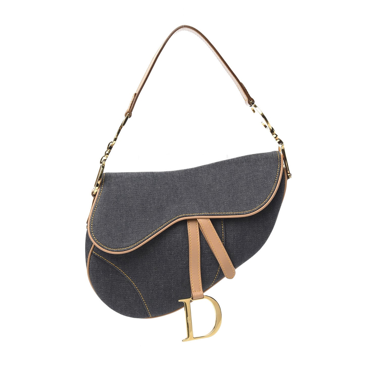 Denim Calfskin Saddle Bag Blue