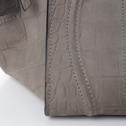 Celine Crocodile Embossed Nubuck Medium Phantom Luggage Grey 9 of 16