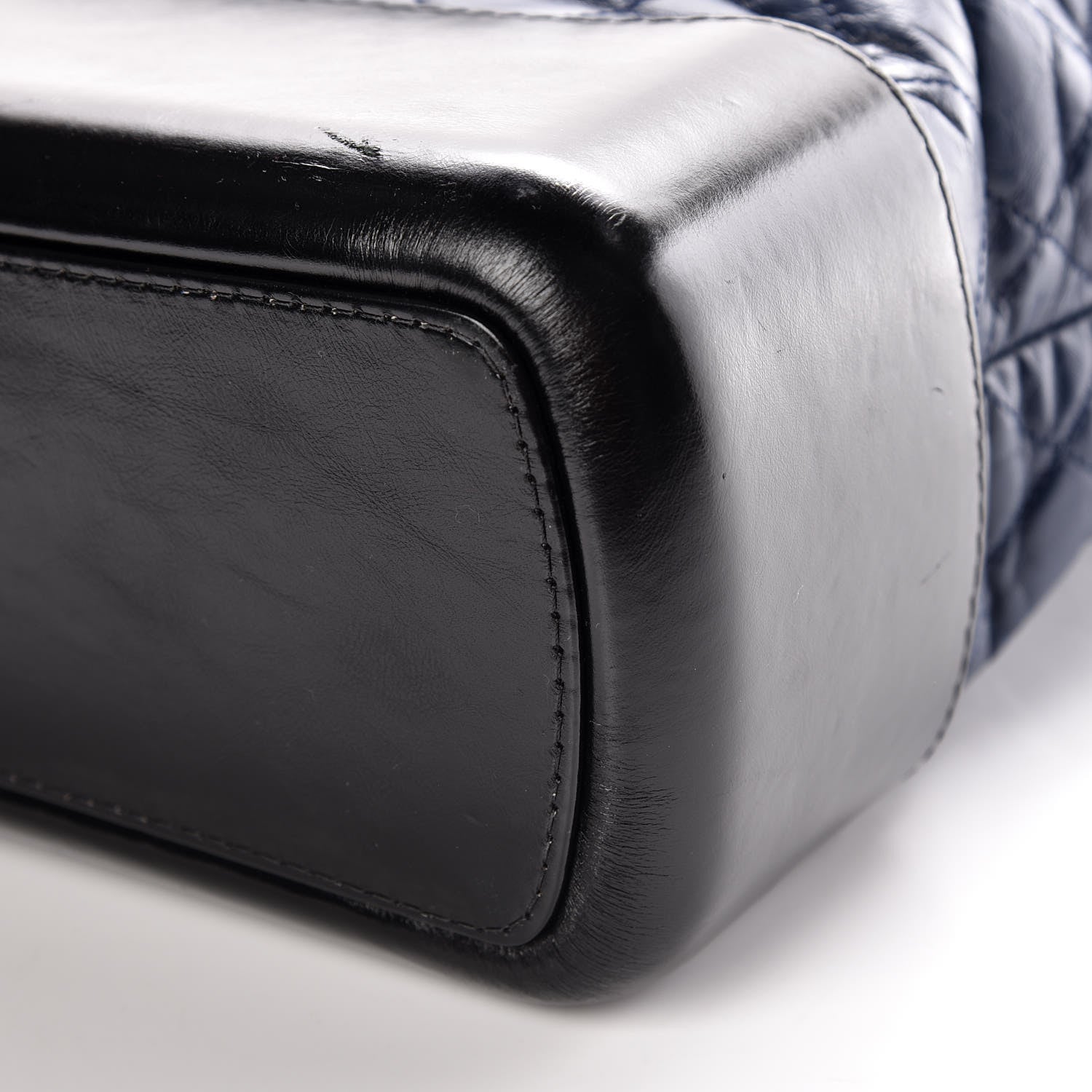 Chanel Aged Calfskin Quilted Large Gabrielle Shopping Tote Navy Black 6 of 11