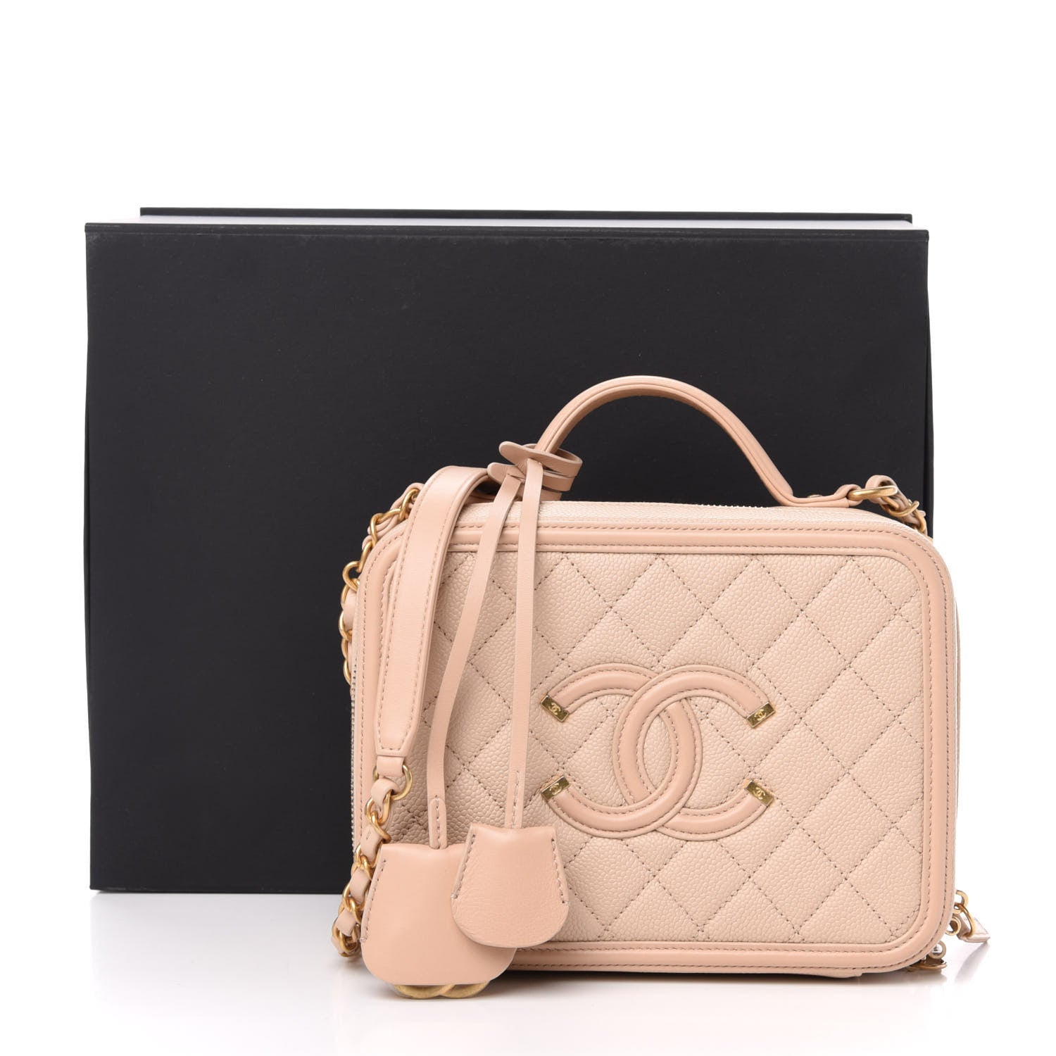 Chanel Caviar Quilted Medium CC Filigree Vanity Case Beige 10 of 10
