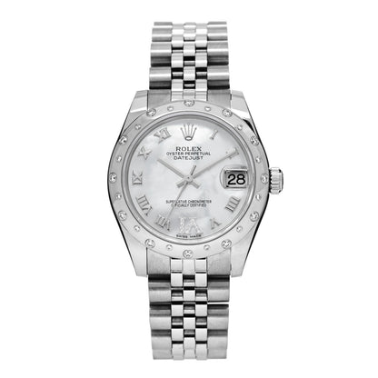 Rolex Stainless Steel 18K White Gold Diamond Mother of Pearl 31mm Oyster Perpetual Datejust Watch Roman 178344 1 of 5