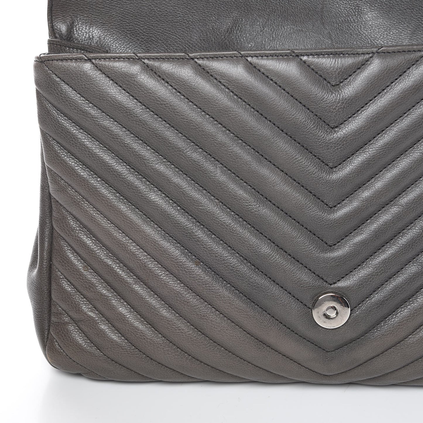 Sheepskin Matelasse Chevron Monogram Large College Satchel Dark Anthracite