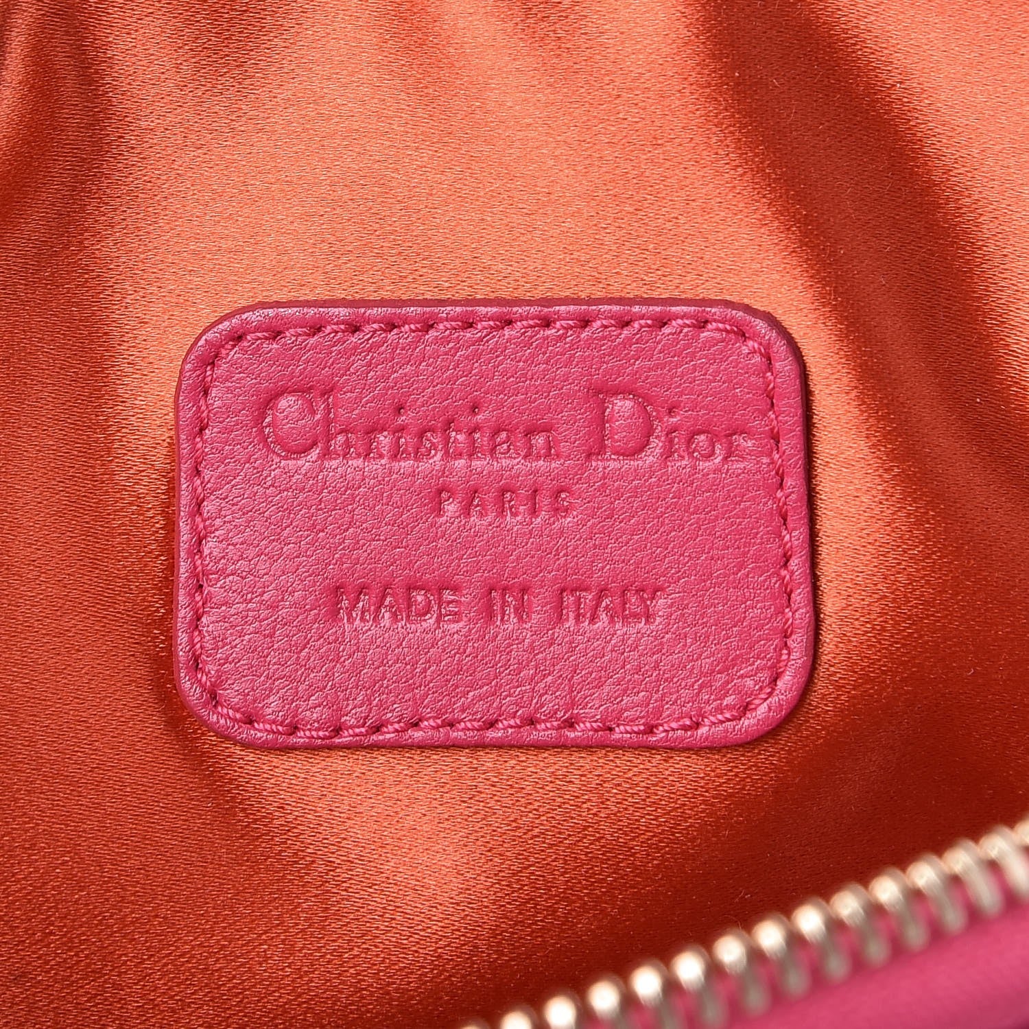 Christian Dior Lambskin Cannage Cosmetic Case Fuchsia 6 of 7