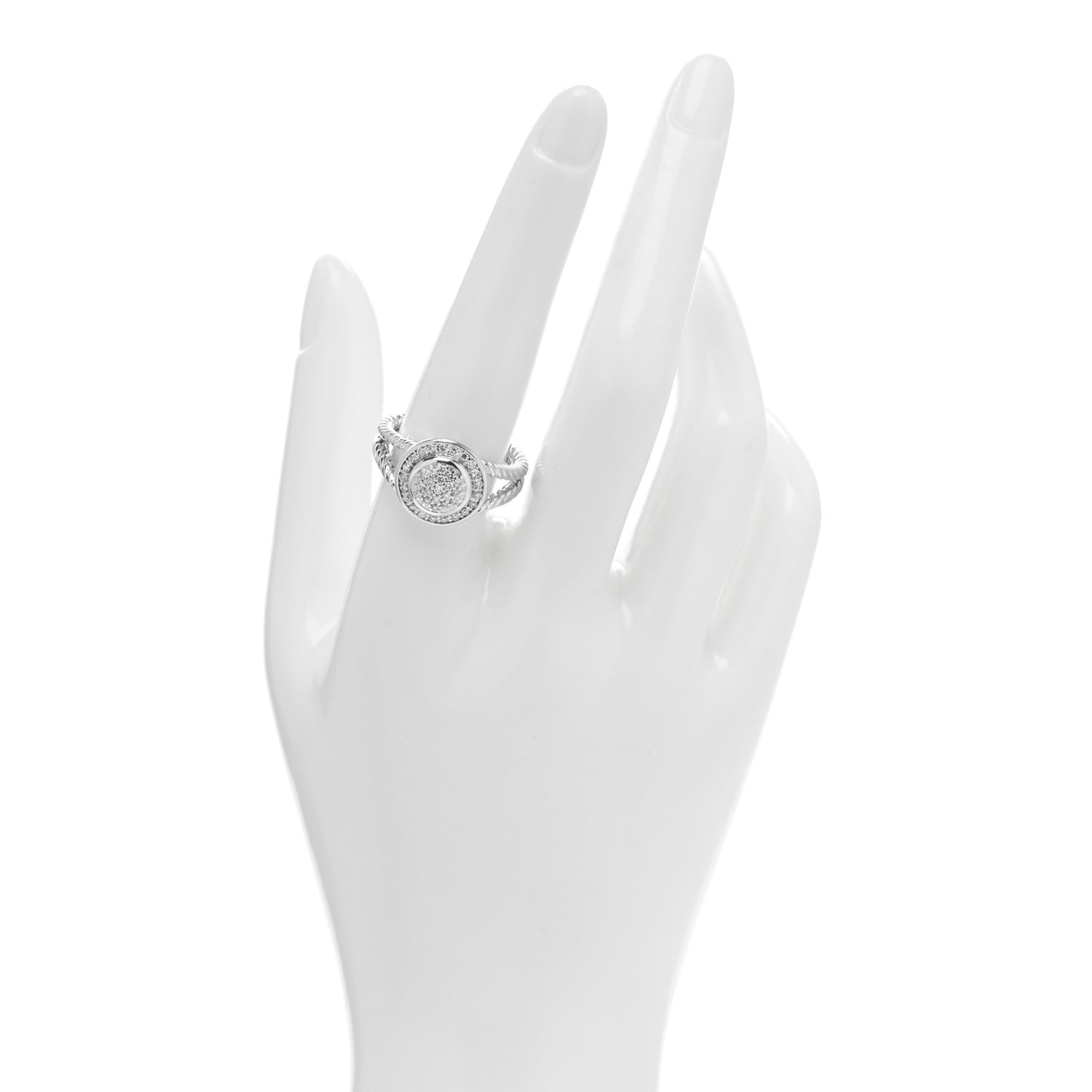 Sterling Silver Diamond 8mm Petite Cerise Pave Ring 58 8.5