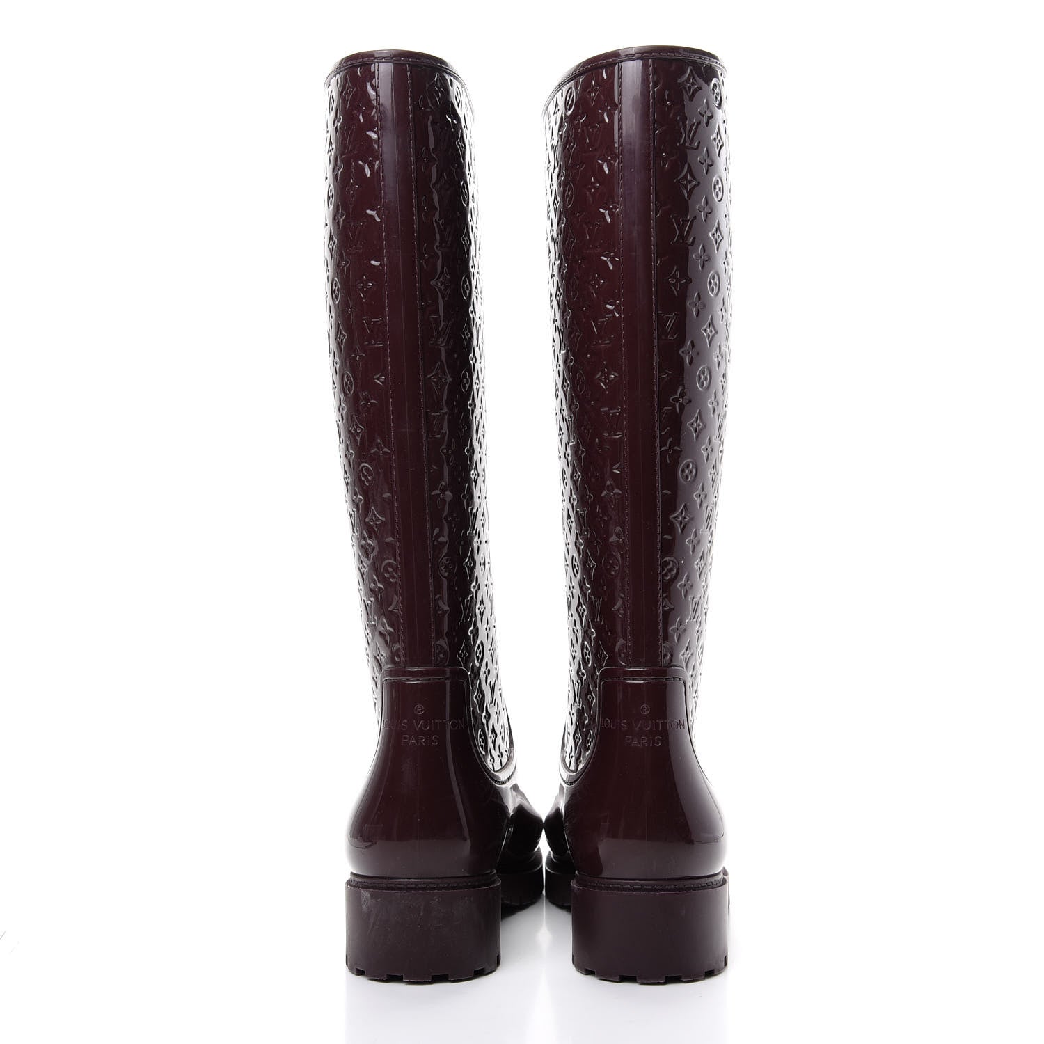 Louis Vuitton Rubber Embossed Monogram Splash Rain Boots 38 Burgundy 7 of 9