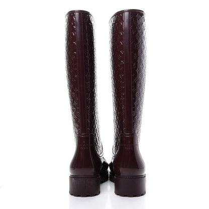 Louis Vuitton Rubber Embossed Monogram Splash Rain Boots 38 Burgundy 7 of 9