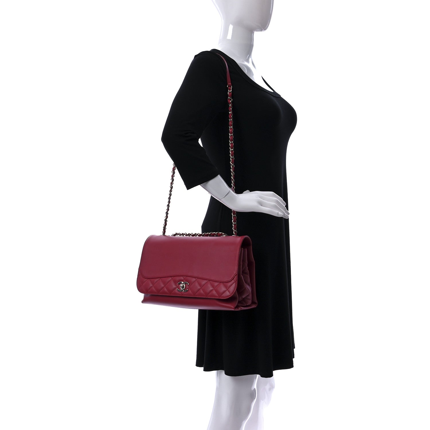 Chanel Calfskin Jumbo Tramezzo Flap Red 2 of 9