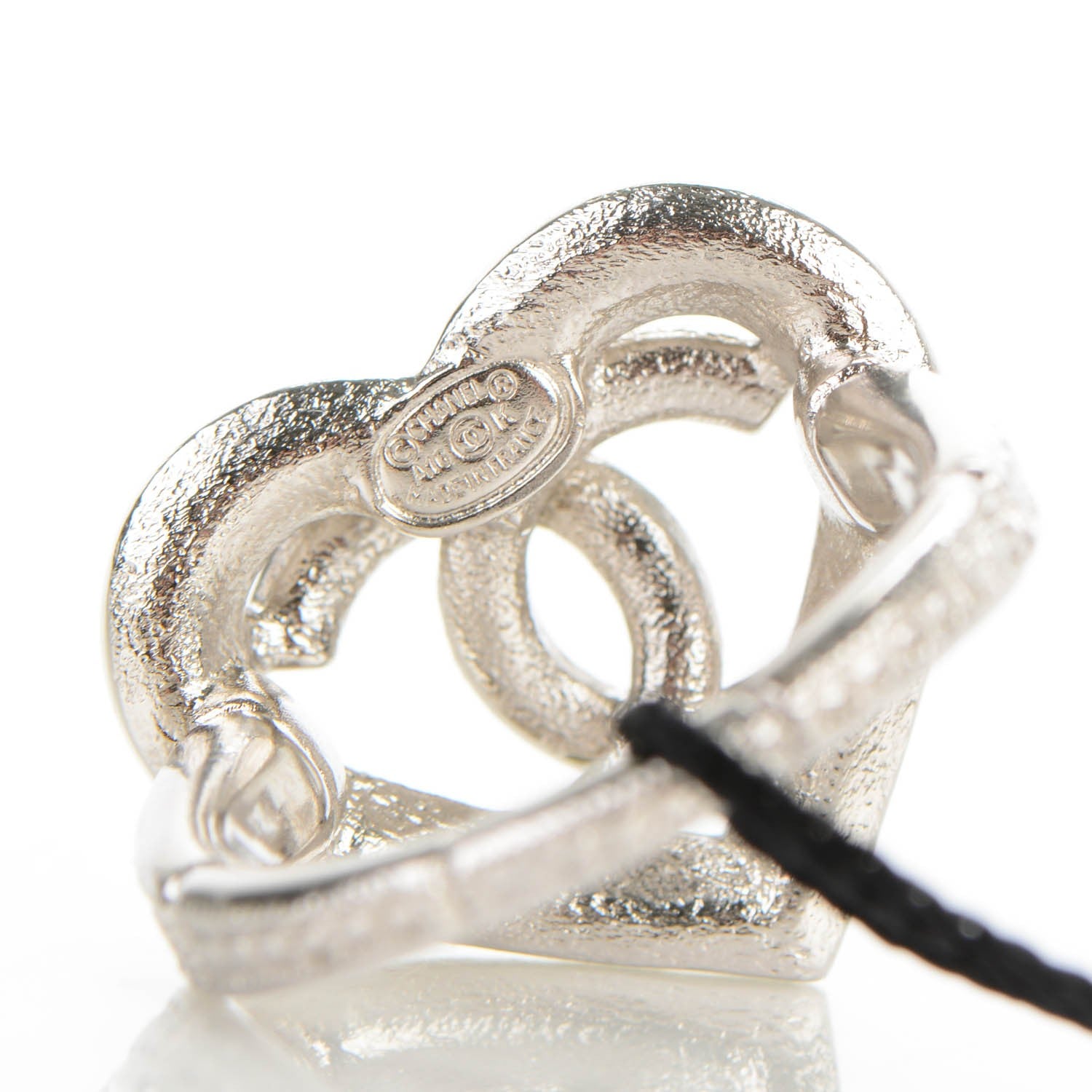 Chanel Crystal CC Heart Ring 7 Silver 3 of 4