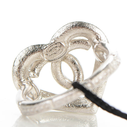 Chanel Crystal CC Heart Ring 7 Silver 3 of 4
