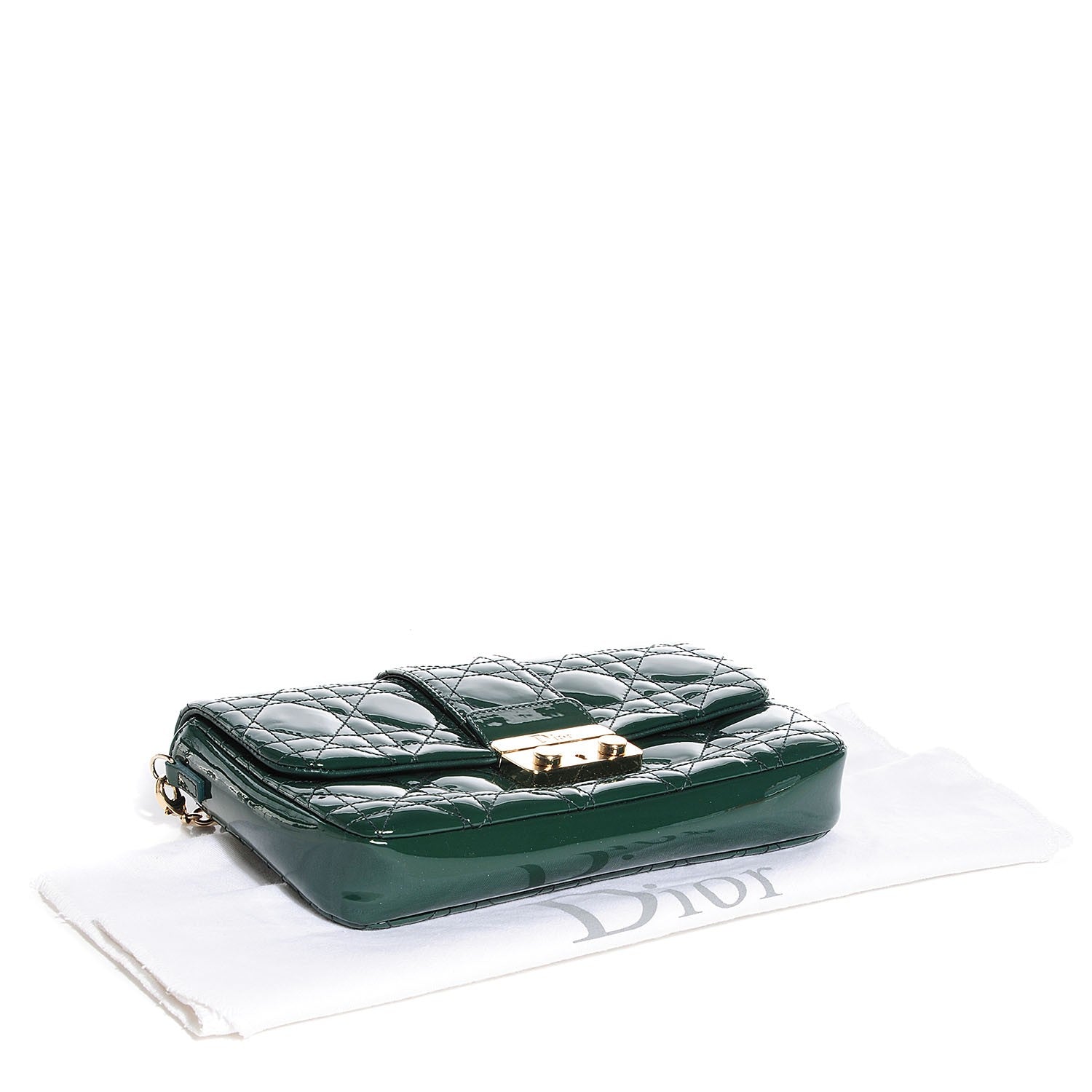Christian Dior Patent Cannage New Lock Pouch Vert Sapin 4 of 7