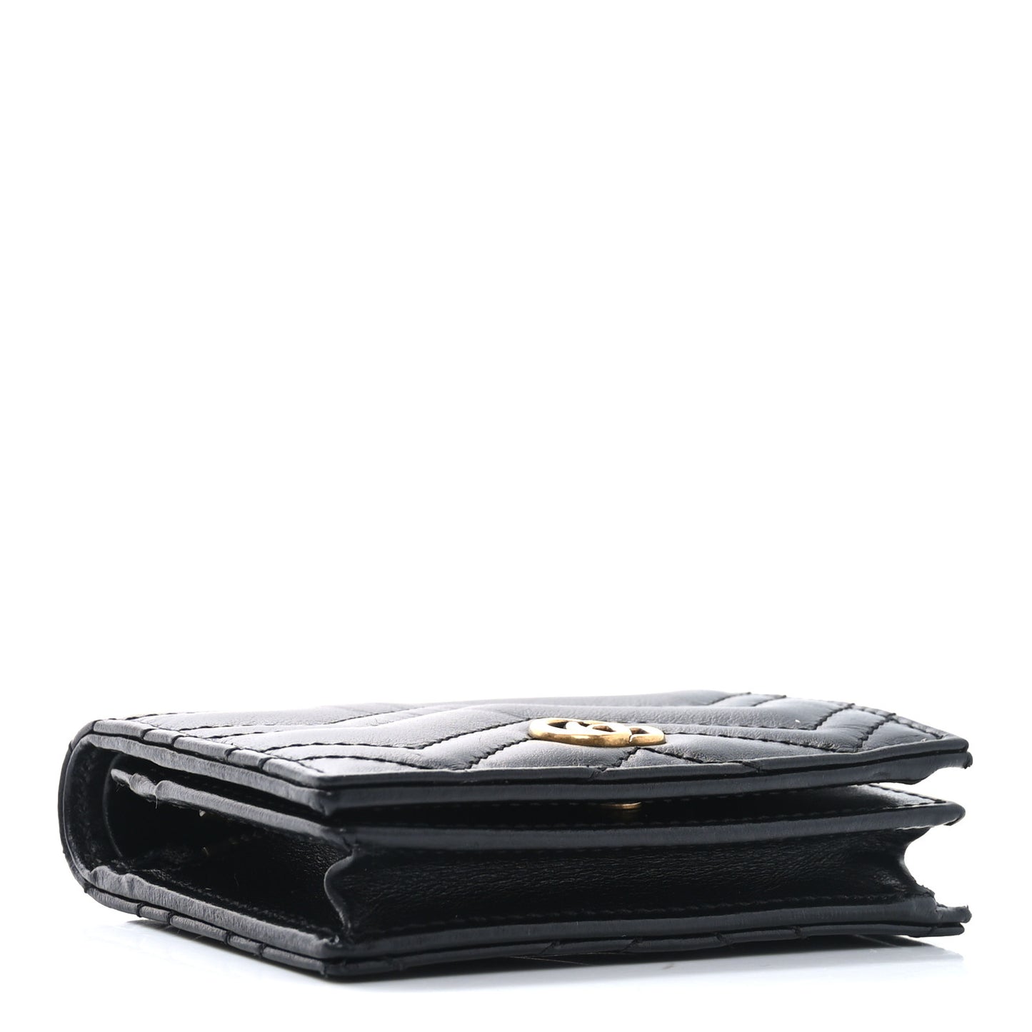Calfskin Matelasse GG Marmont Card Case Wallet Black