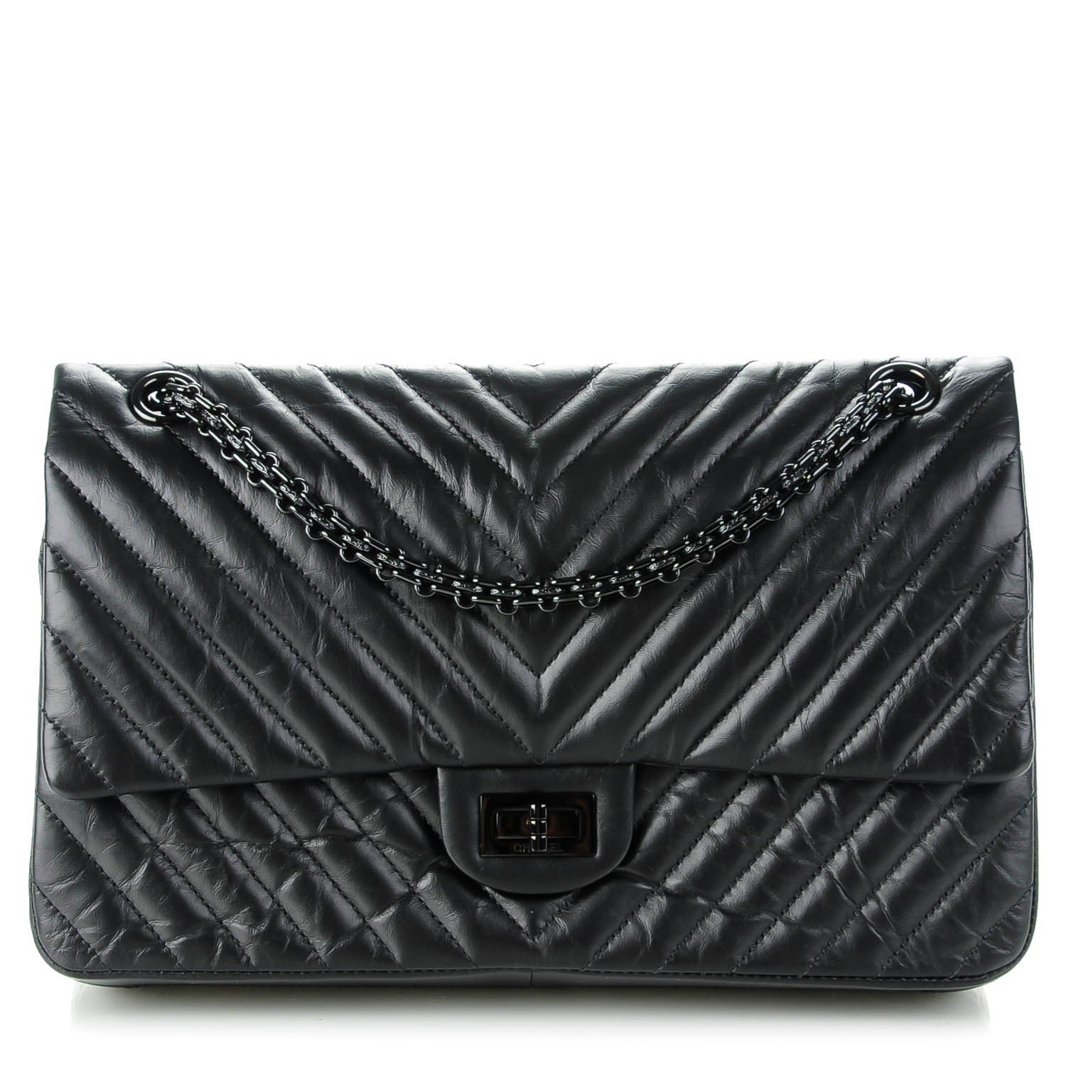 Chanel Aged Calfskin Chevron 2.55 Reissue 226 So Black 1 of 9