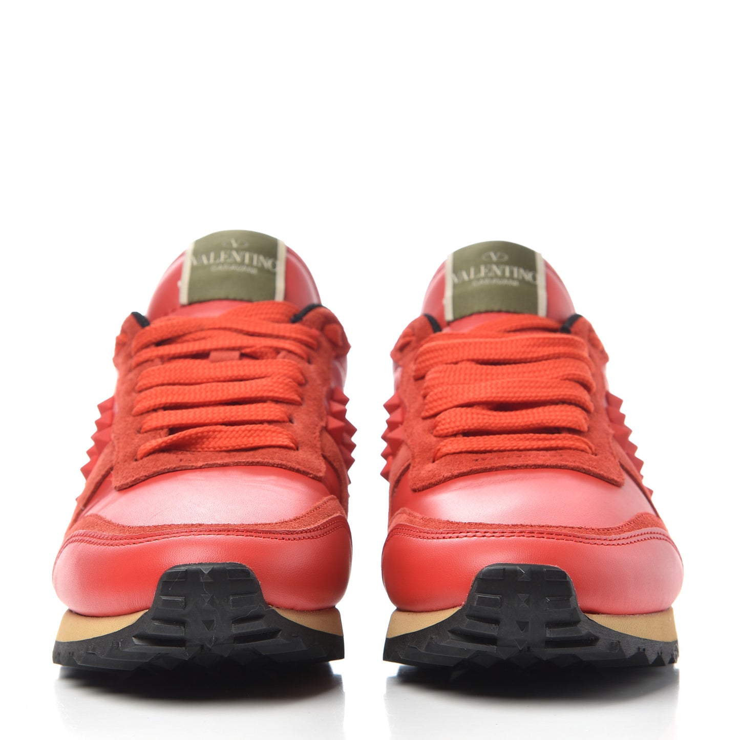 Calfskin Suede Rockstud Sneakers 36.5 Deep Orange