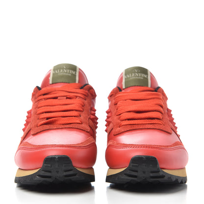 Valentino Garavani Calfskin Suede Rockstud Sneakers 36.5 Deep Orange 2 of 9