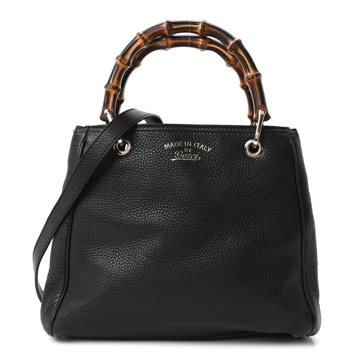Calfskin Small Bamboo Shopper Tote Black