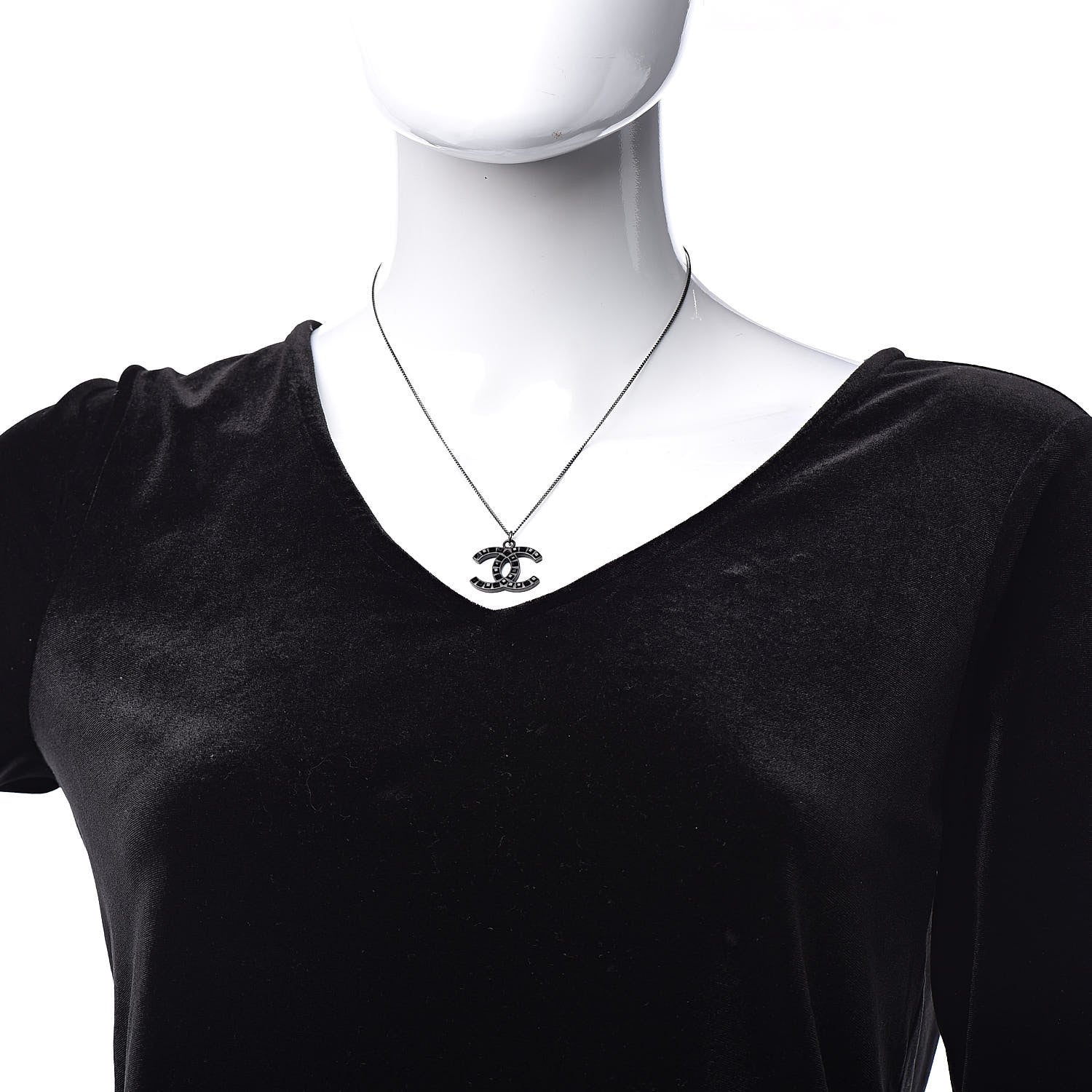 Chanel Crystal CC Necklace Black 2 of 5