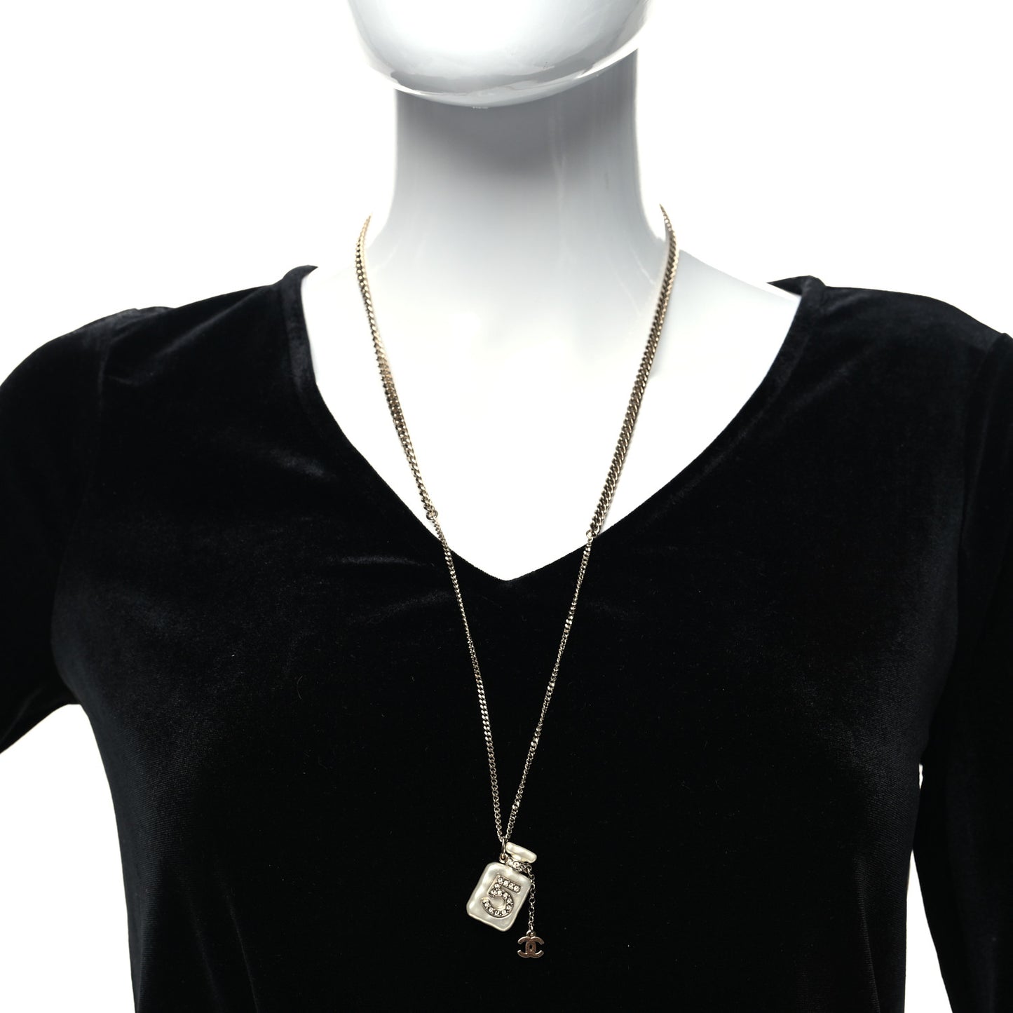 Resin Crystal CC No 5 Perfume Bottle Necklace