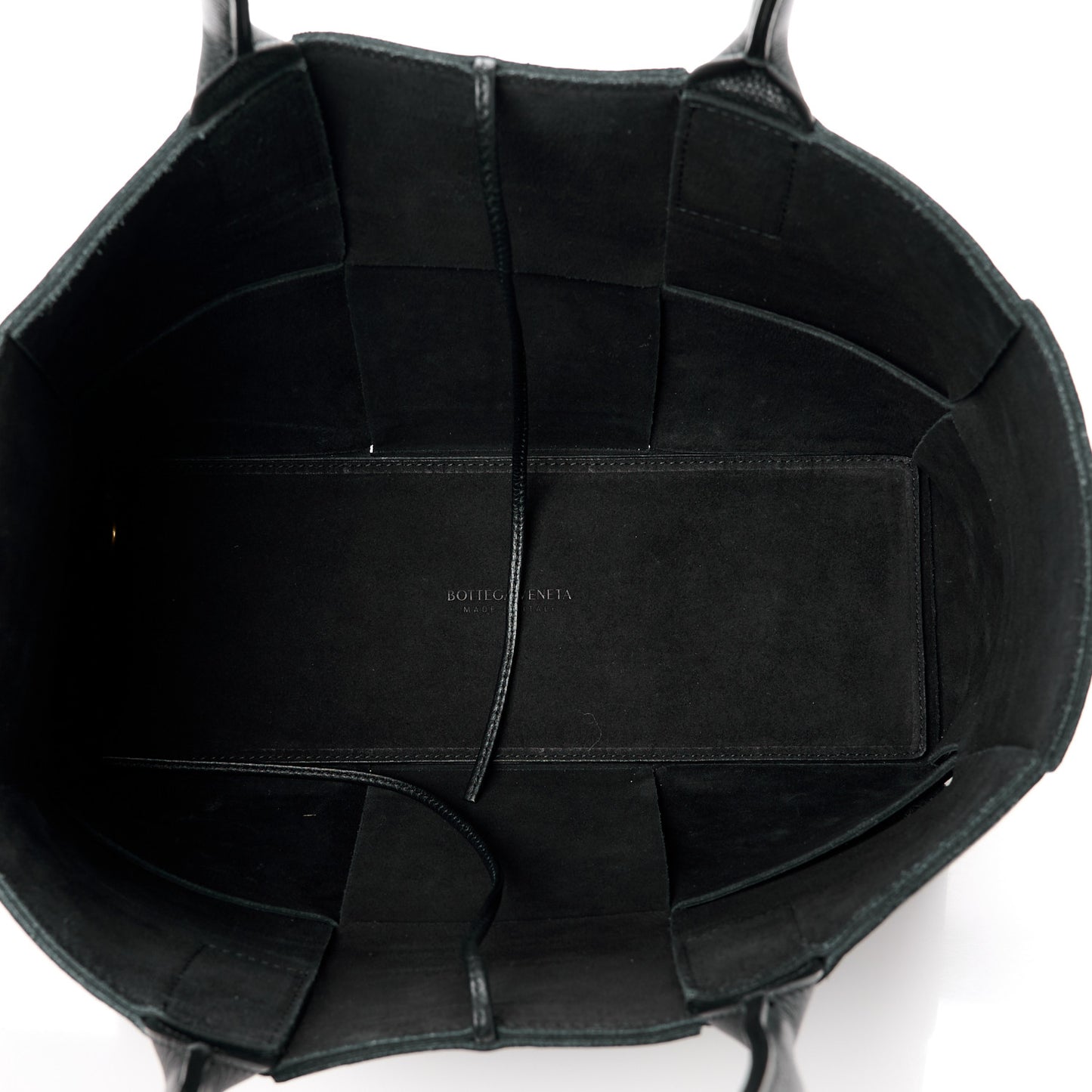 Grained Calfskin Intrecciato Small Arco Tote Black