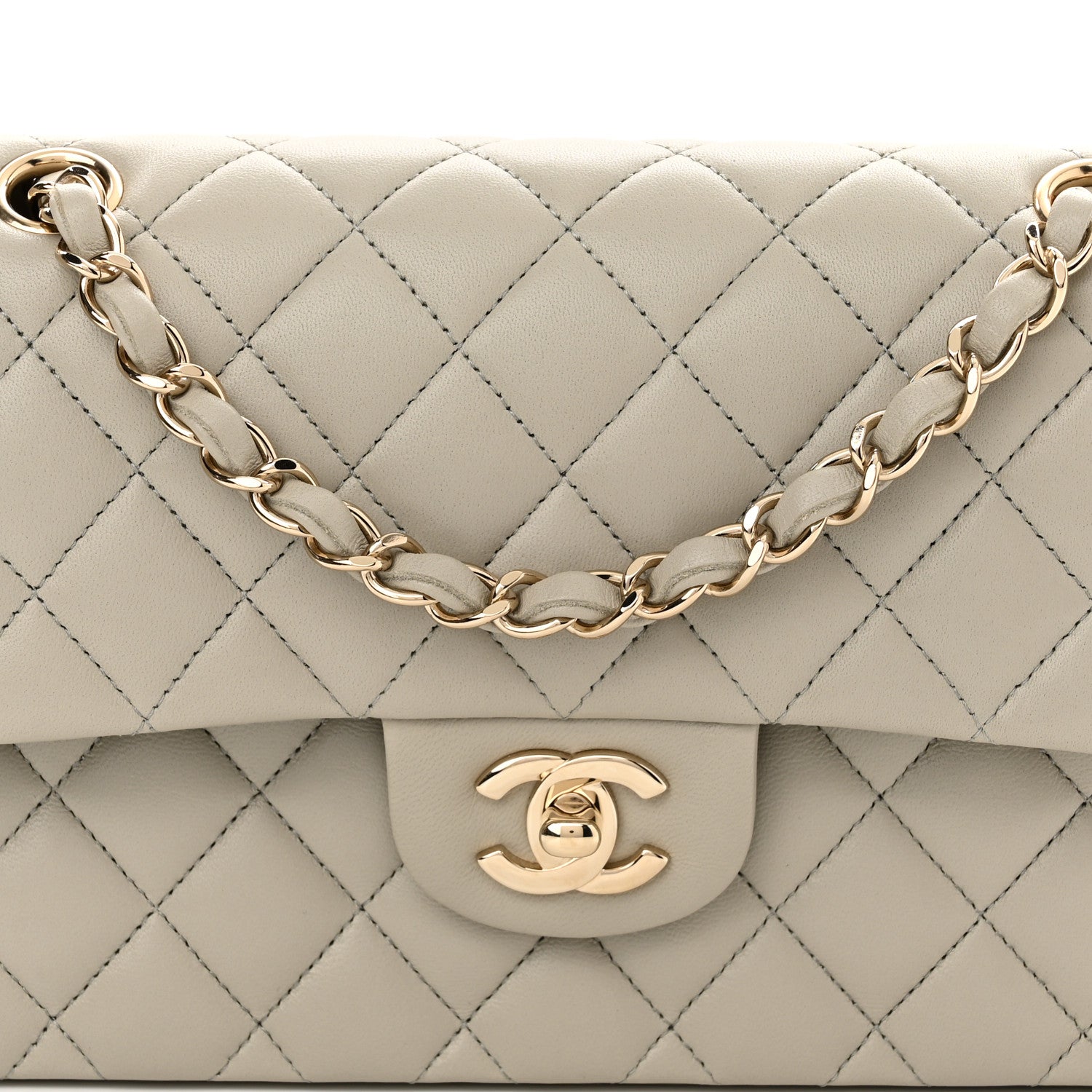 Chanel Lambskin Quilted Small Double Flap Grey 8 of 11