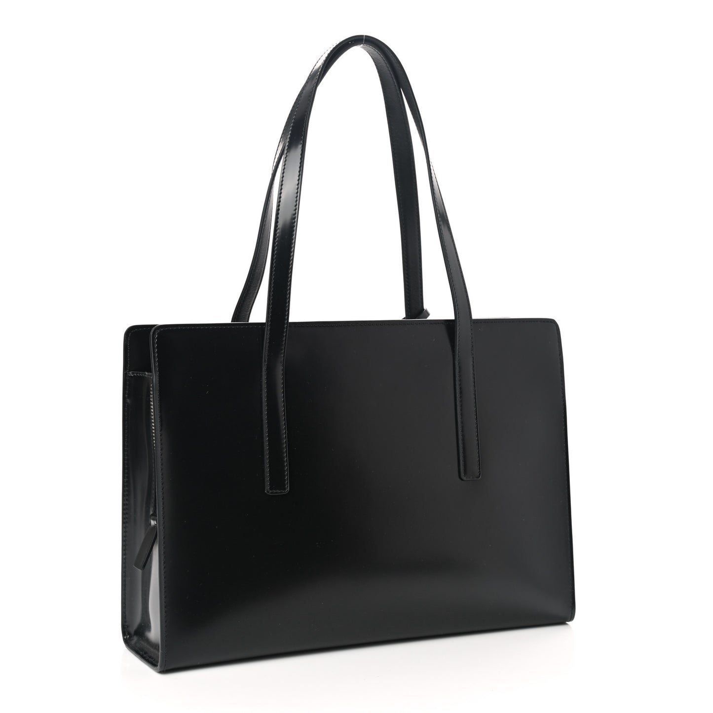 Spazzolato Medium Re-Edition 1995 Double Handle Handbag Black