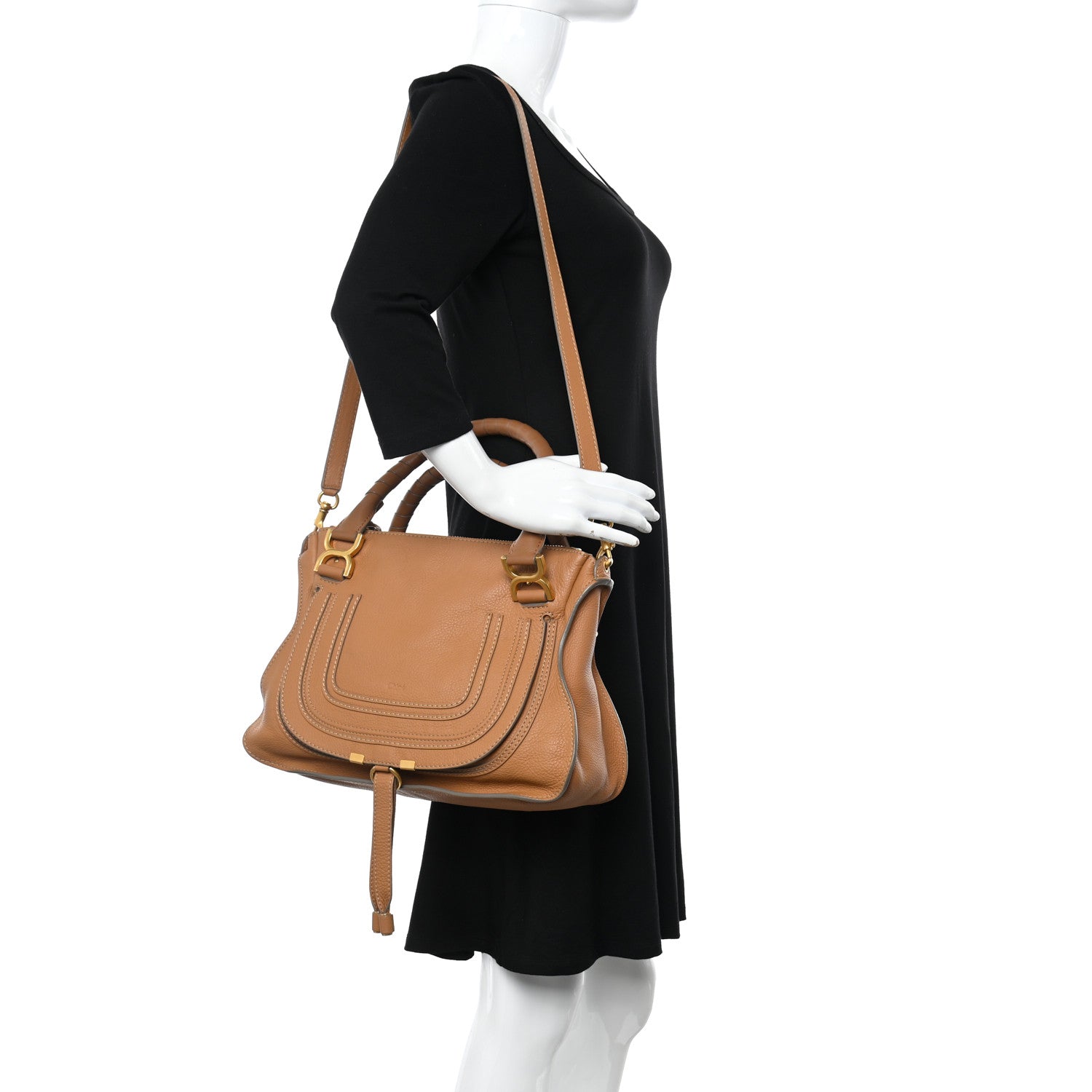 Chloe Calfskin Medium Marcie Satchel Gingerbread 2 of 15
