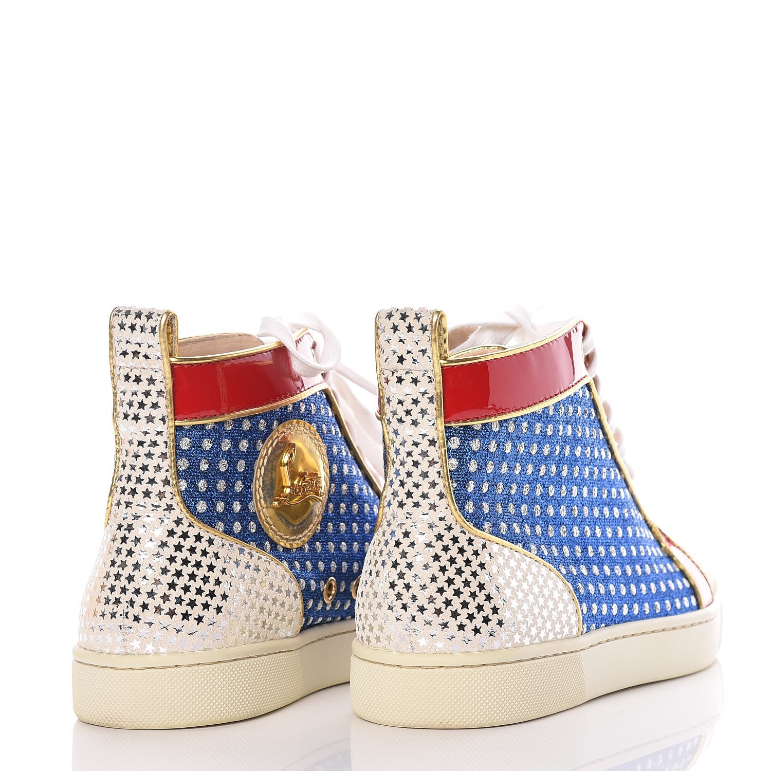 Christian Louboutin Metallic Lurex Suede Patent Womens Superball Star Flat Sneakers 36 Multicolor 4 of 12