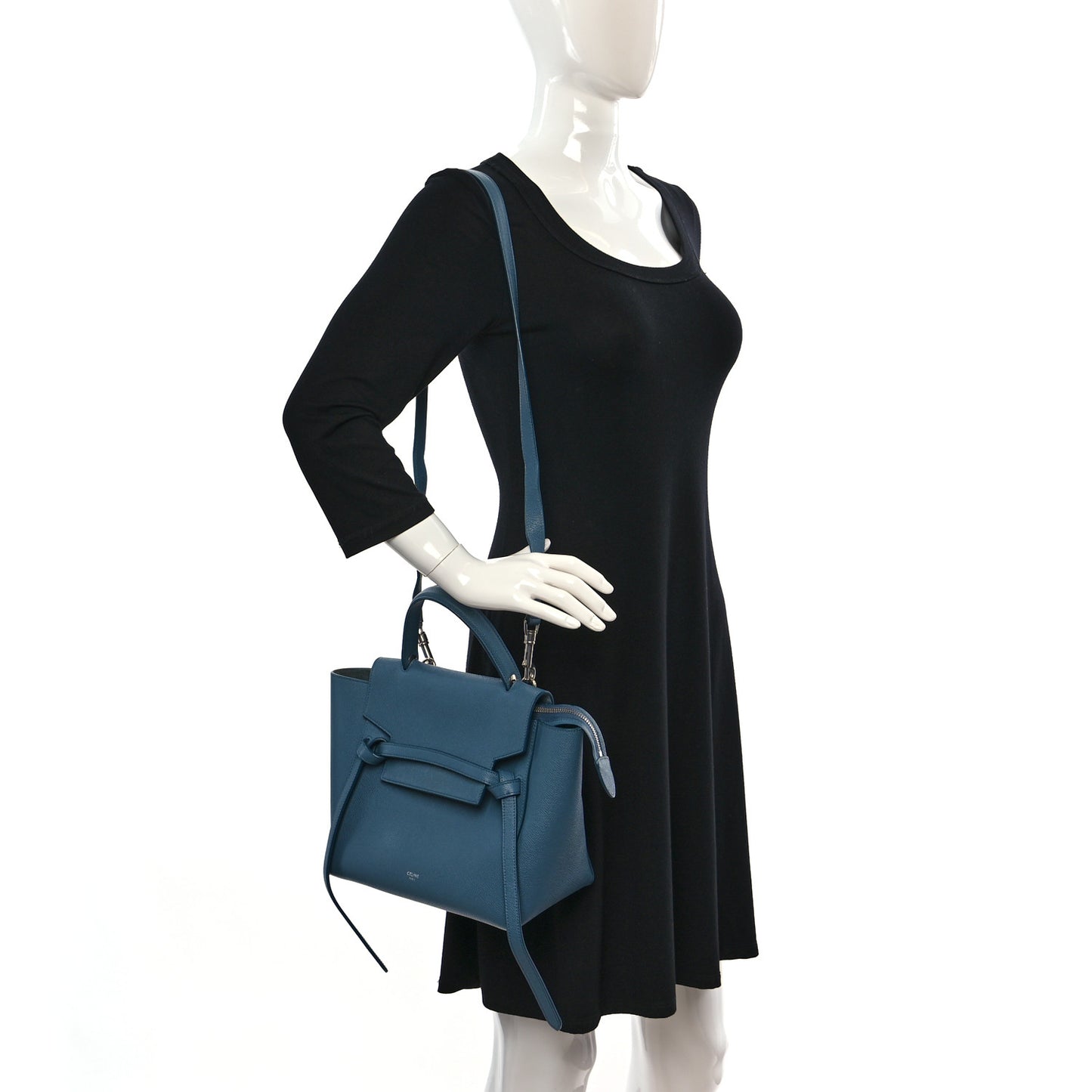 Grained Calfskin Mini Belt Bag Slate Blue