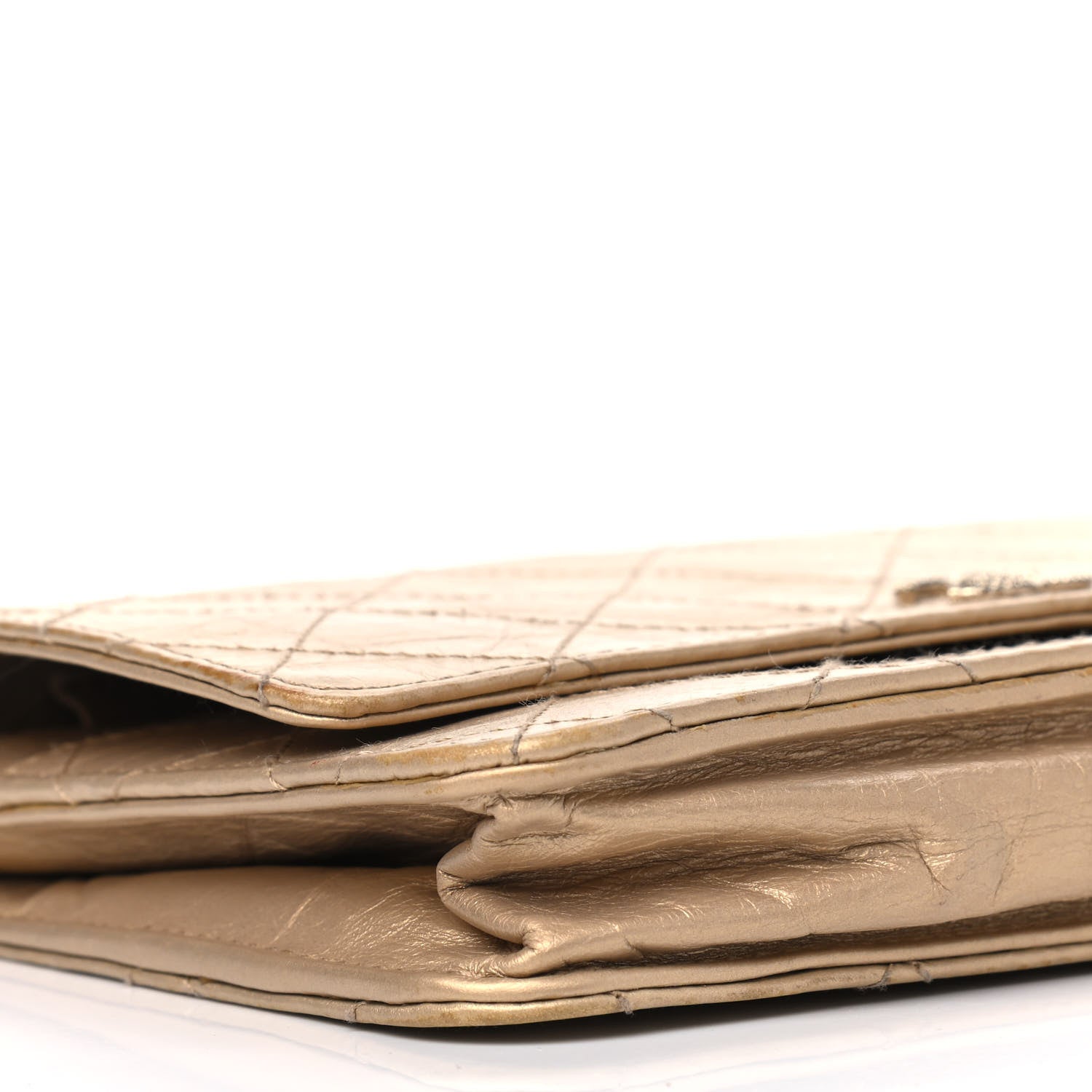 Chanel Metallic Aged Calfskin Quilted Wallet On Chain WOC Gold 5 of 7